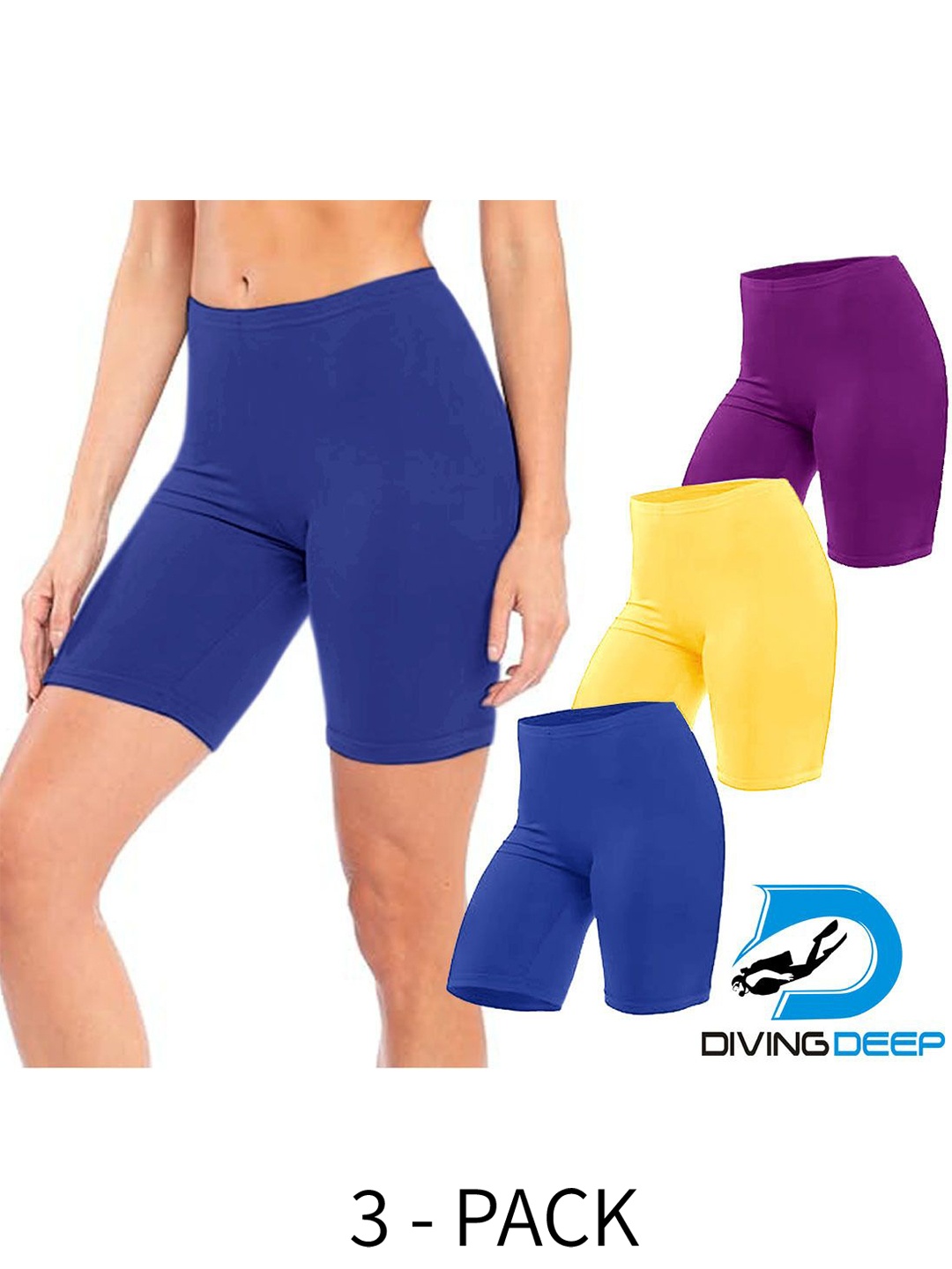

Diving Deep Women Pack of 3 Cotton Boy Shorts, Blue