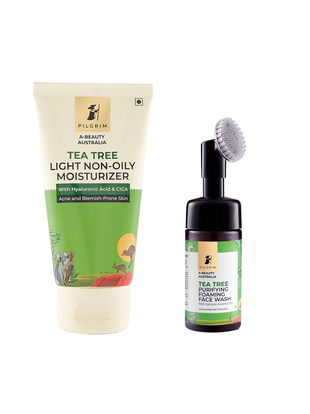 

Pilgrim Tea Tree Moisturiser & Face Wash Skin Care Combo, Green