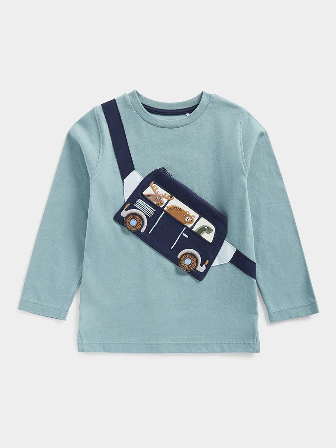 

mothercare Boys Solid Round Neck Pure Cotton T-shirt, Blue