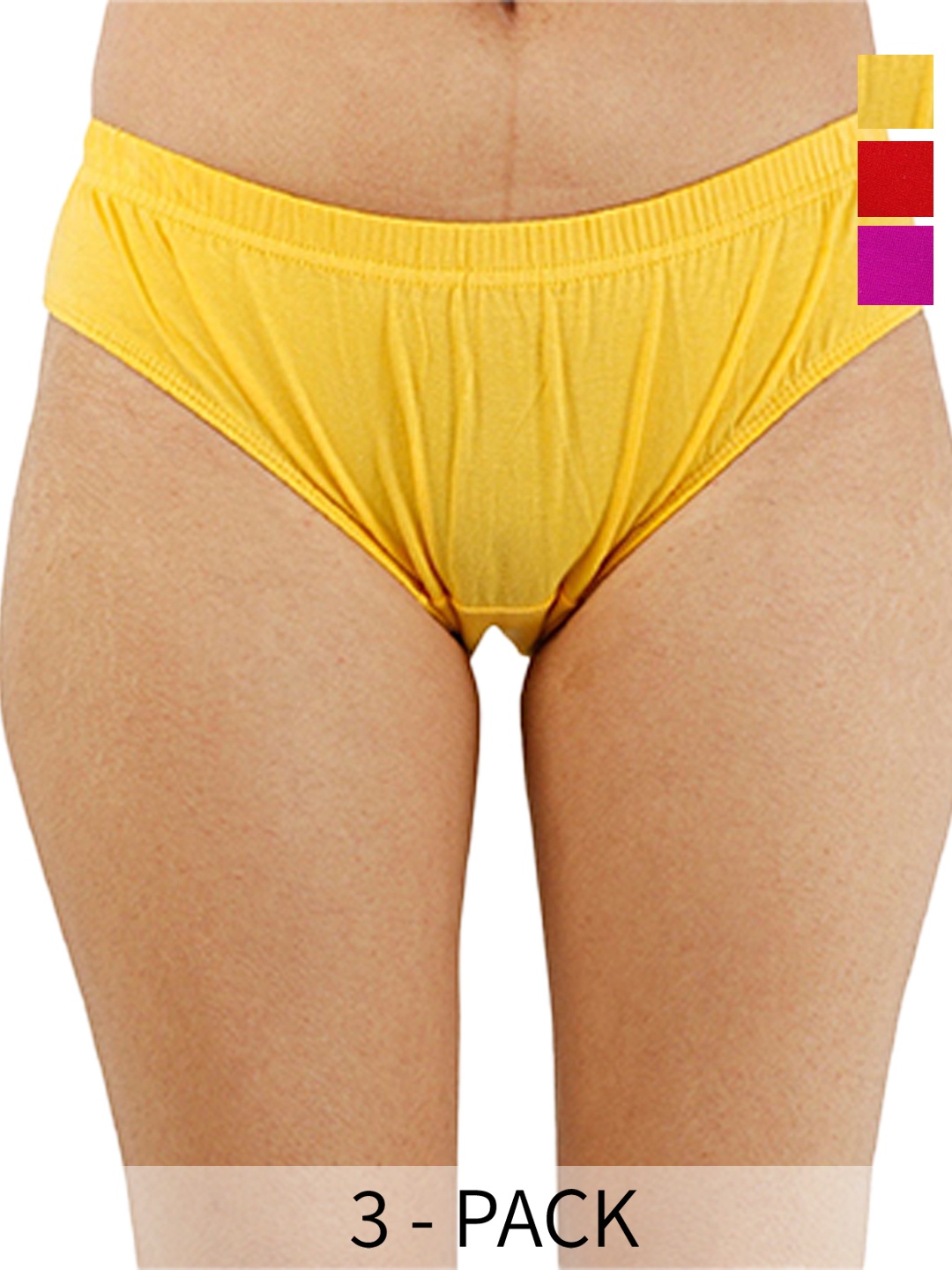 

Diving Deep Women Pack of 3 Cotton Low-Rise Hipster Briefs, Yellow