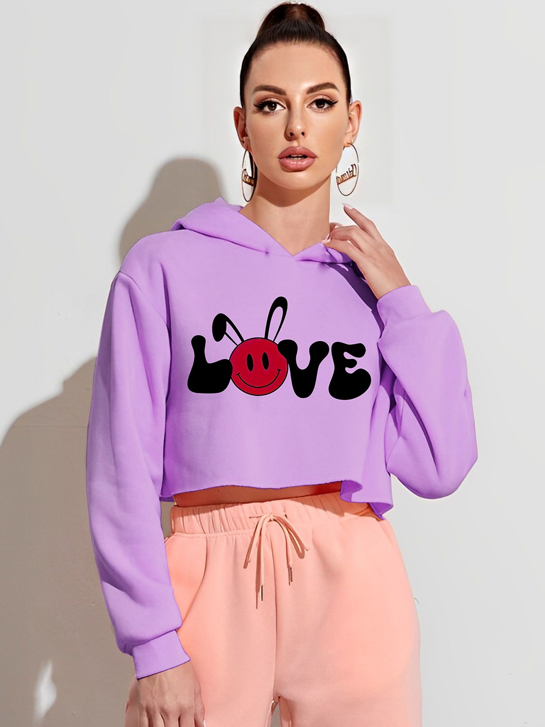 

Parona Women Printed Hooded Sweatshirt, Lavender