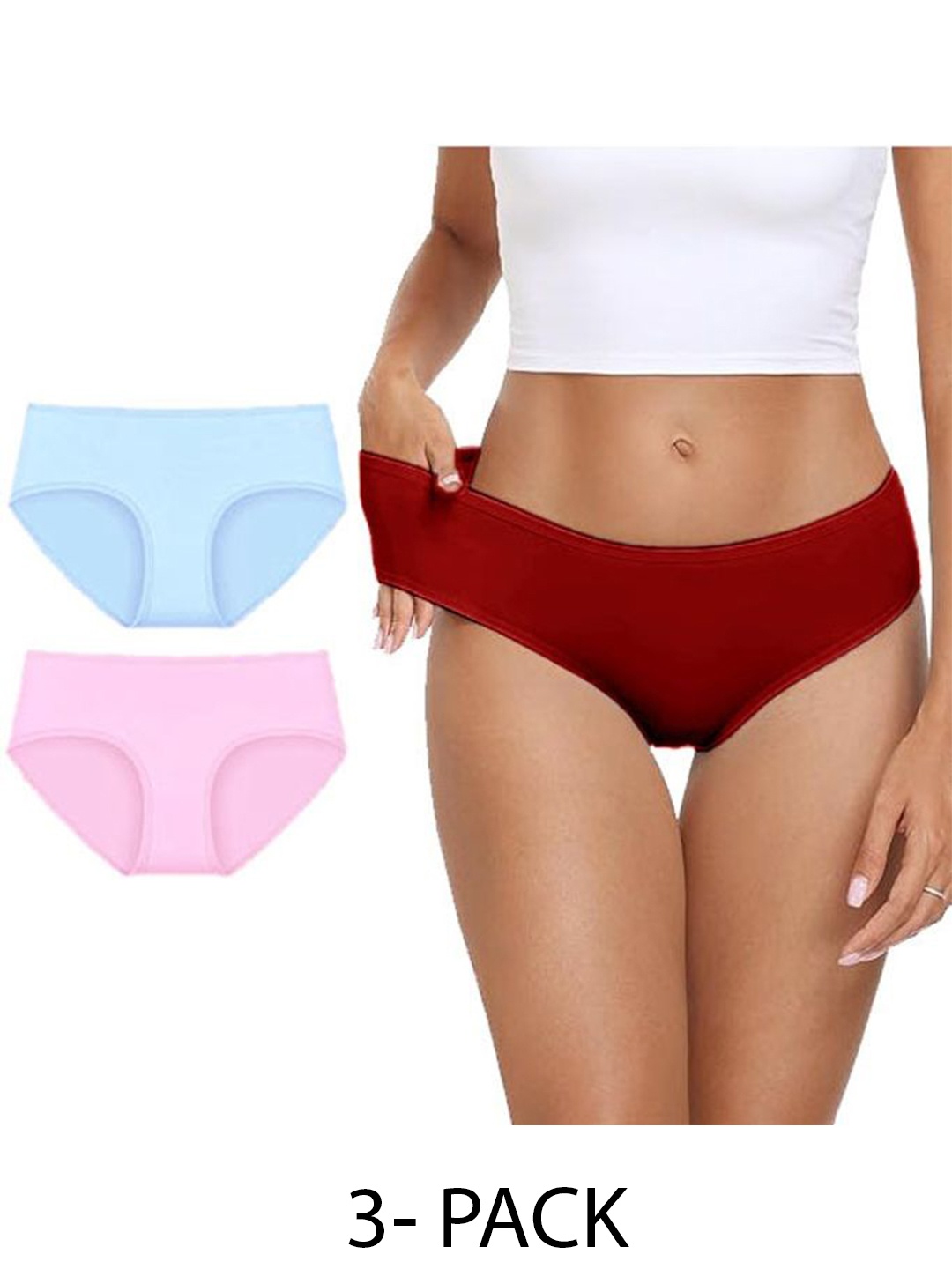 

Diving Deep Pack of 3 Cotton Hipster Briefs, Maroon