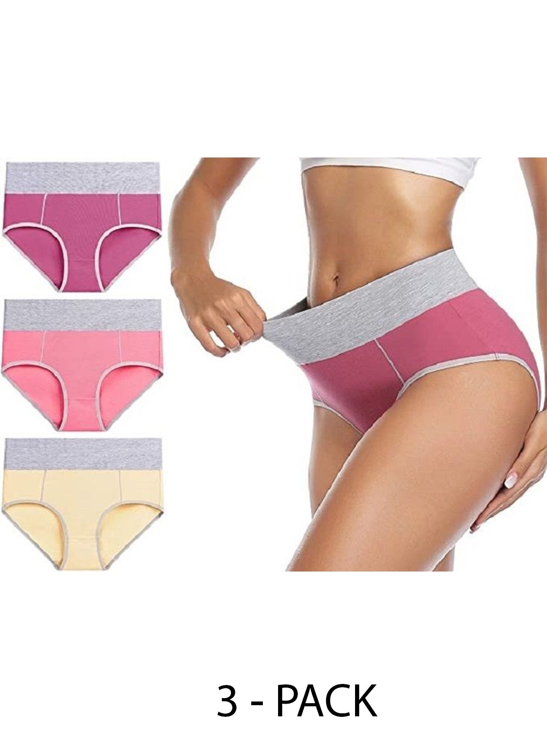 

Diving Deep Women Pack of 3 Cotton Hipster Briefs, Pink