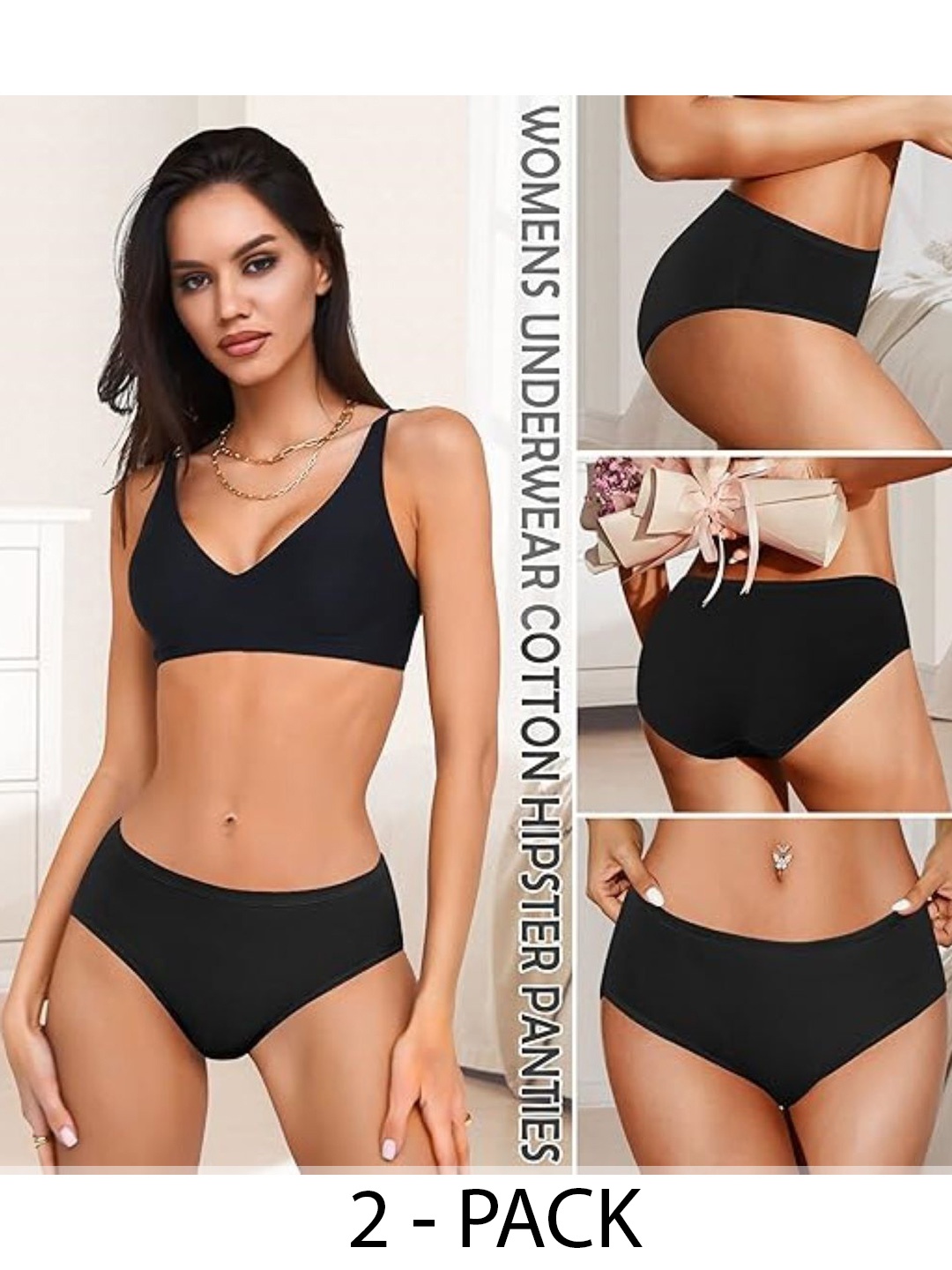 

Diving Deep Pack of 2 Hipster Briefs, Black