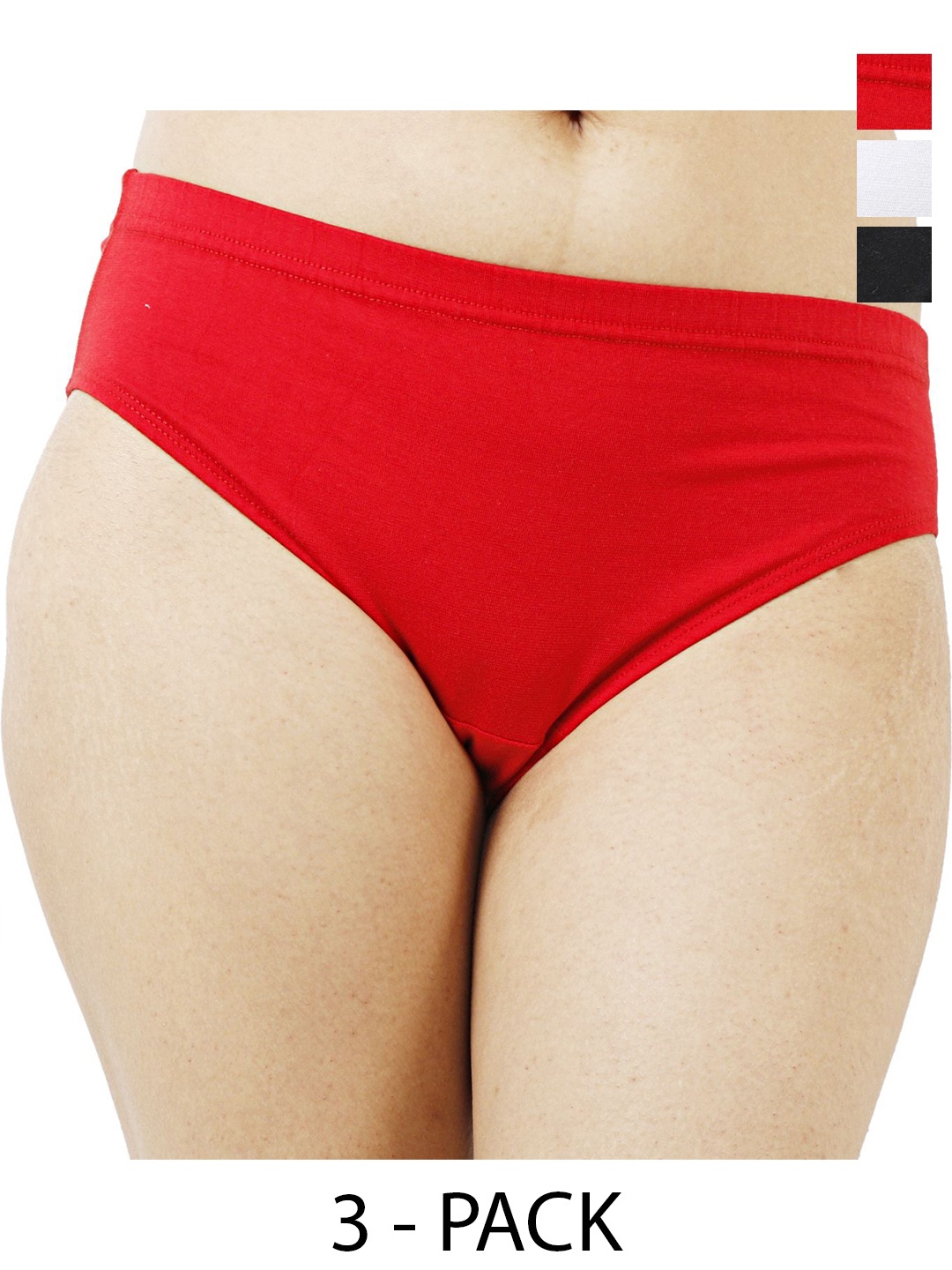 

Diving Deep Women Plus Size Pack of 3 Cotton Hipster Briefs, Red