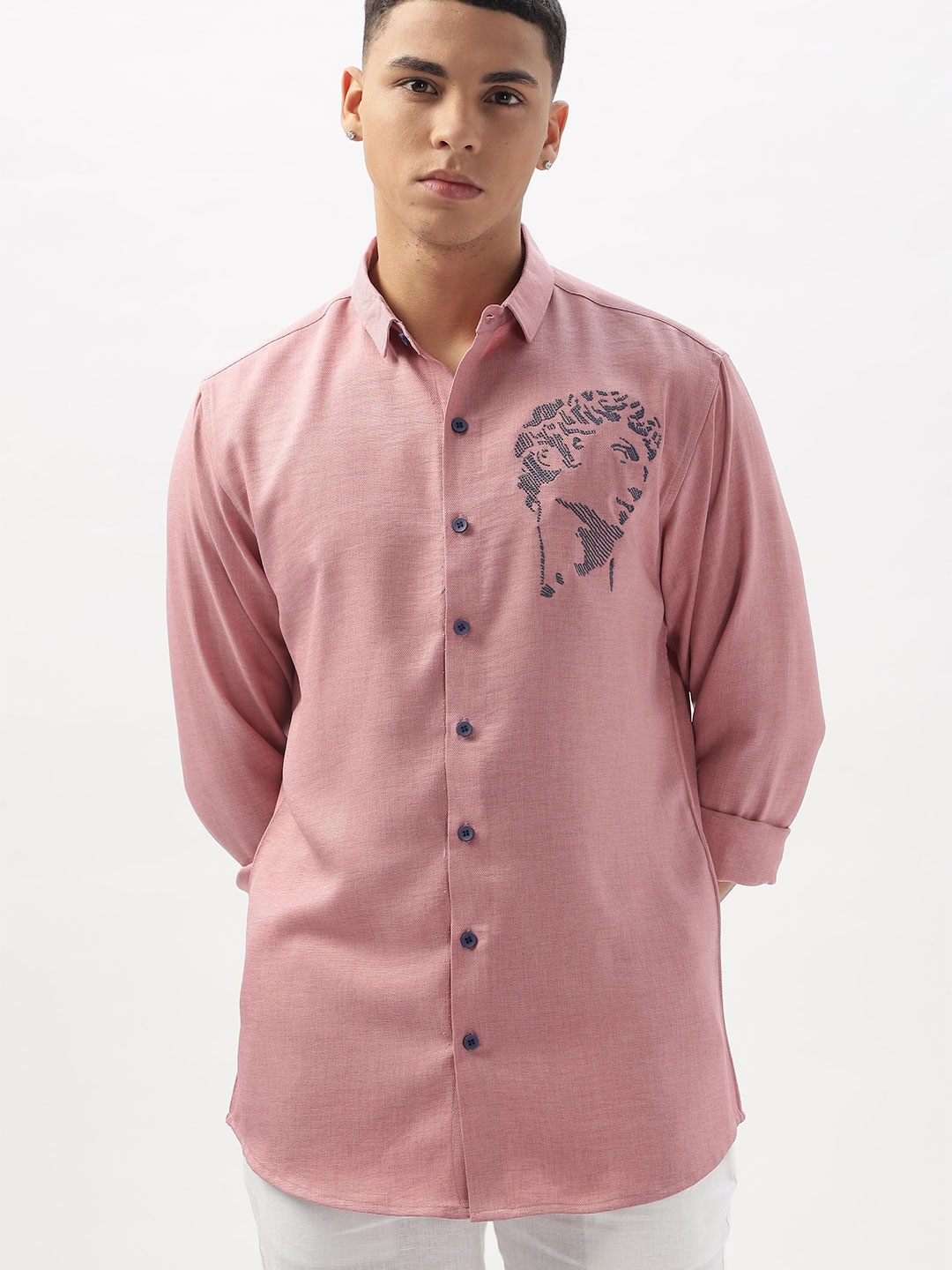 

HAMPTONS Men Standard Spread Collar Solid Cotton Casual Shirt, Pink