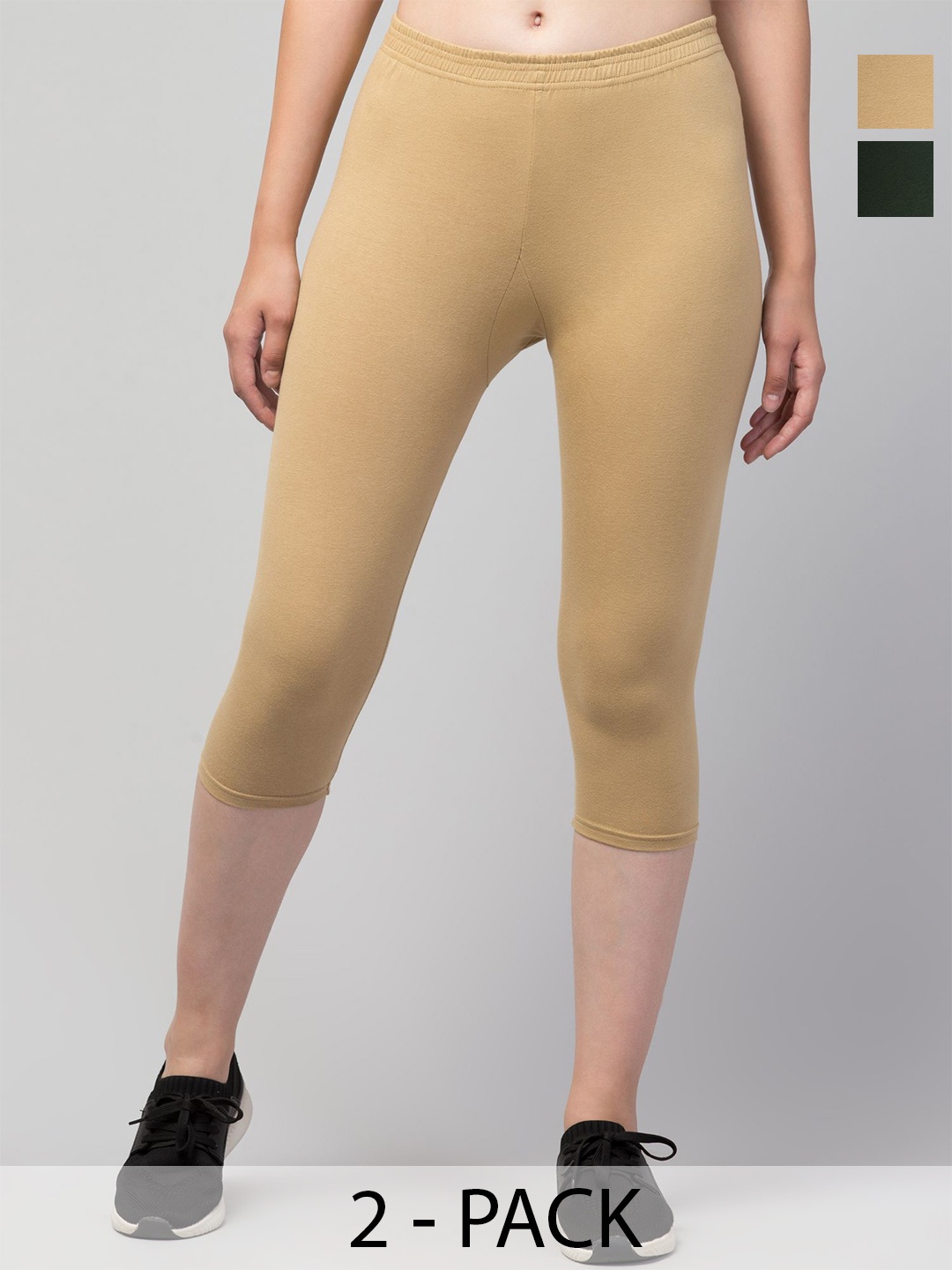 

ULLAS Women Skinny Fit Capris, Beige