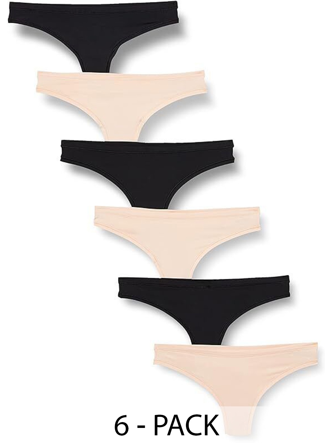 

Diving Deep Women Pack of 6 Cotton Thongs Briefs, Black