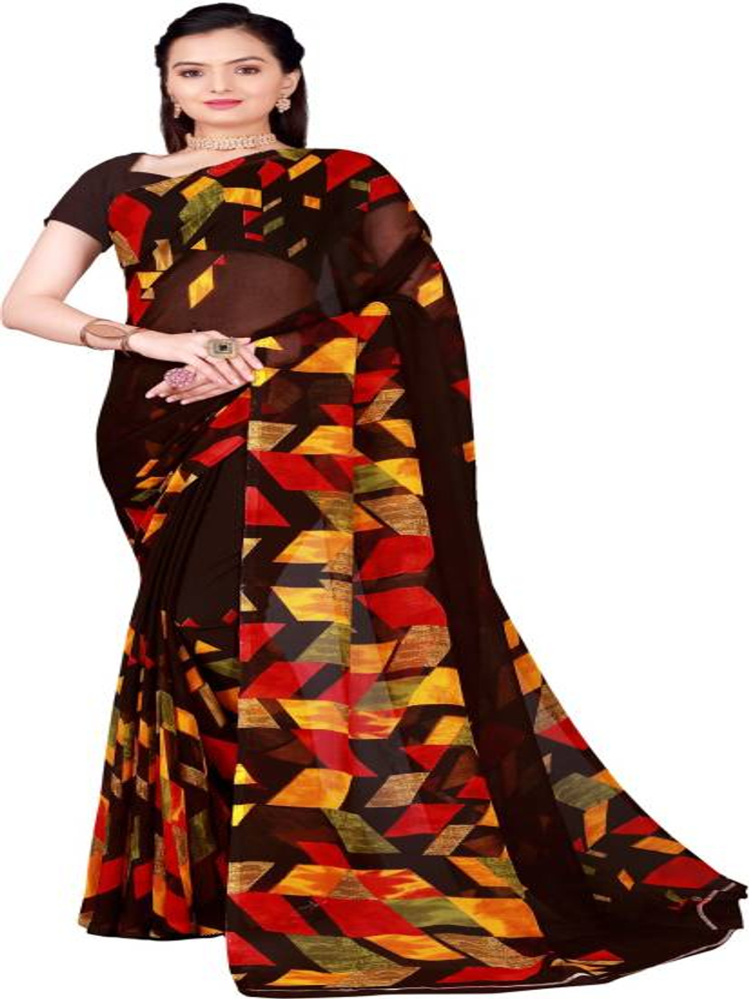 

KALINI Silk Cotton Saree, Brown