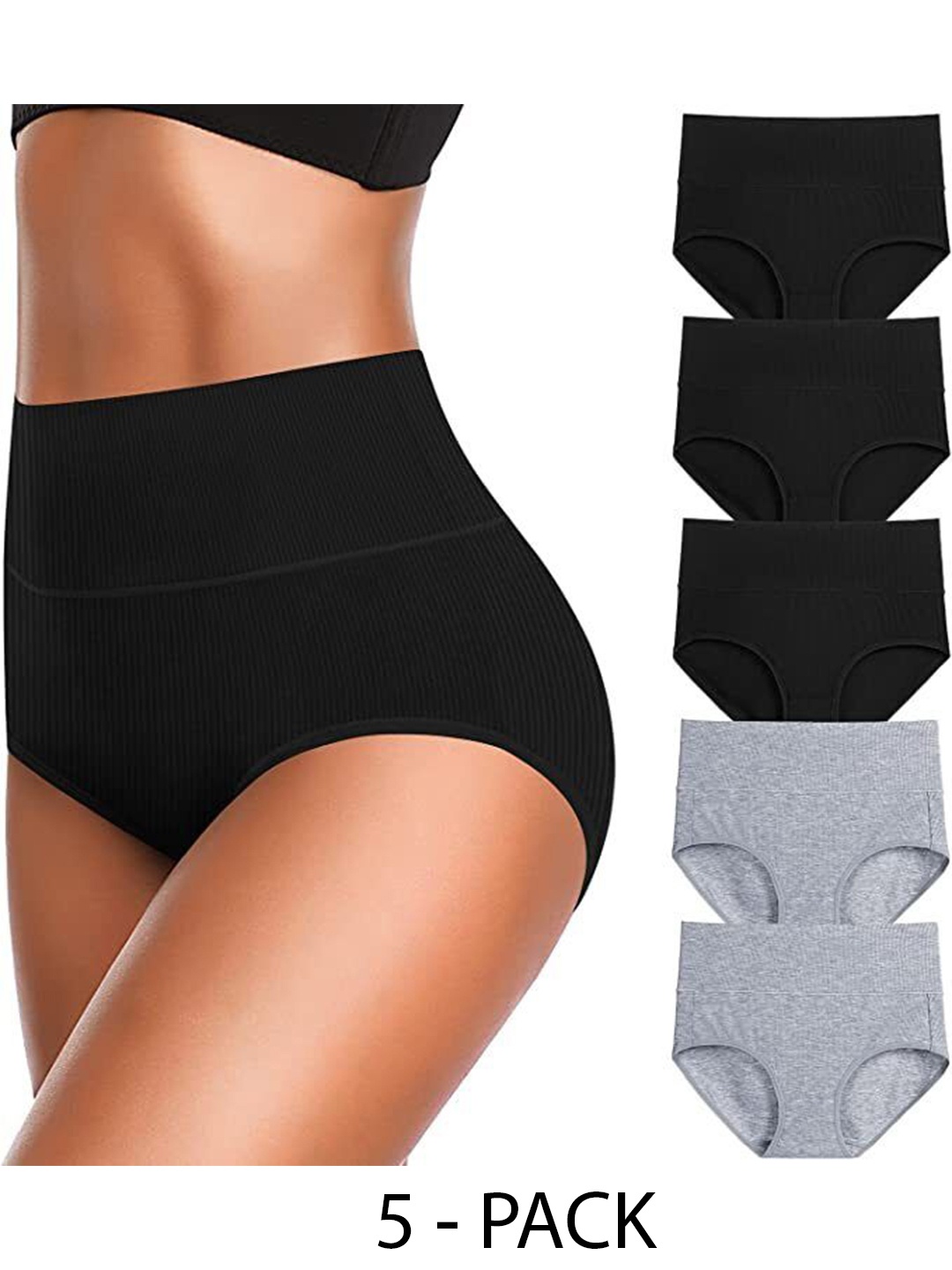 

Diving Deep Pack of 5 Cotton Hipster Briefs, Black