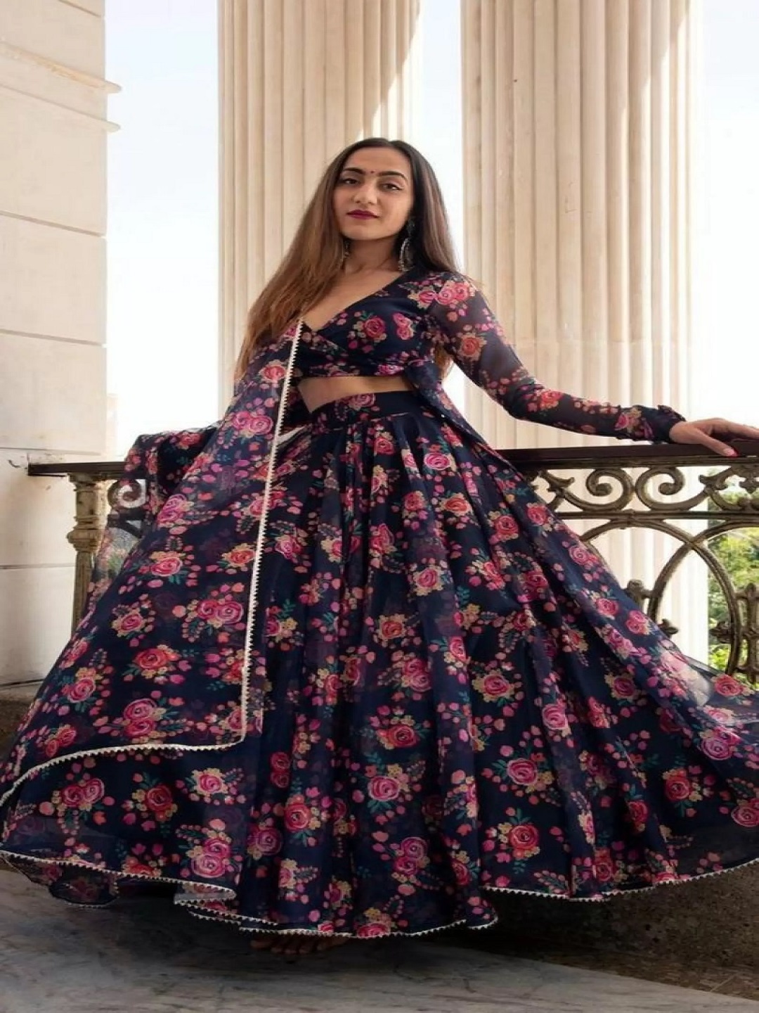 

BAESD Printed Semi-Stitched Lehenga & Unstitched Blouse With Dupatta, Blue