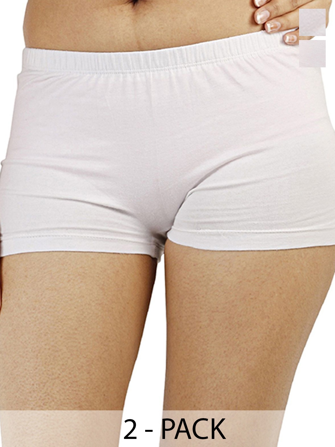 

Diving Deep Women Pack of 2 Cotton Boy Shorts Briefs, White