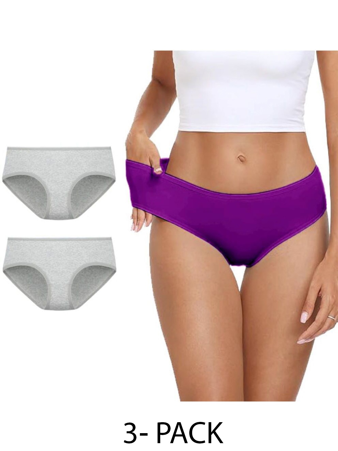 

Diving Deep Women Pack Of 3 Cotton Hipster Briefs, Purple