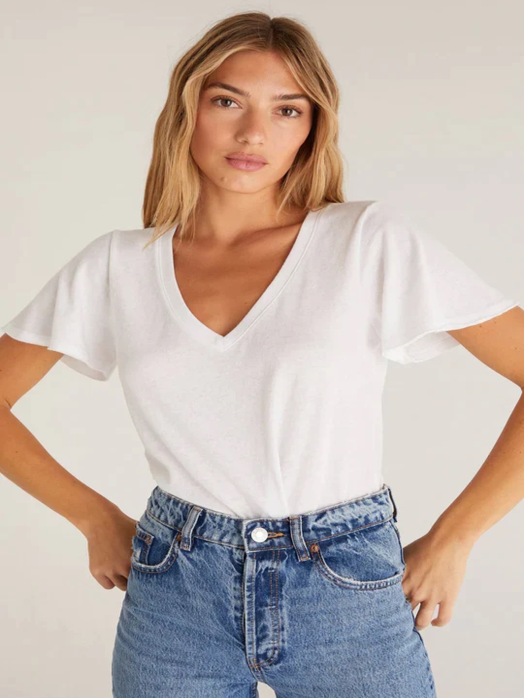 

COLOR CAPITAL Flared Sleeve Top, White