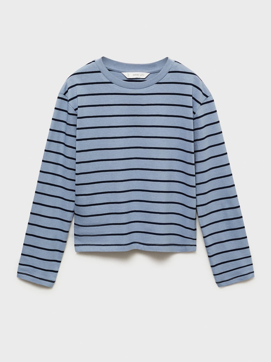 

Mango Kids Girls Striped Drop-Shoulder Sleeves T-shirt, Blue