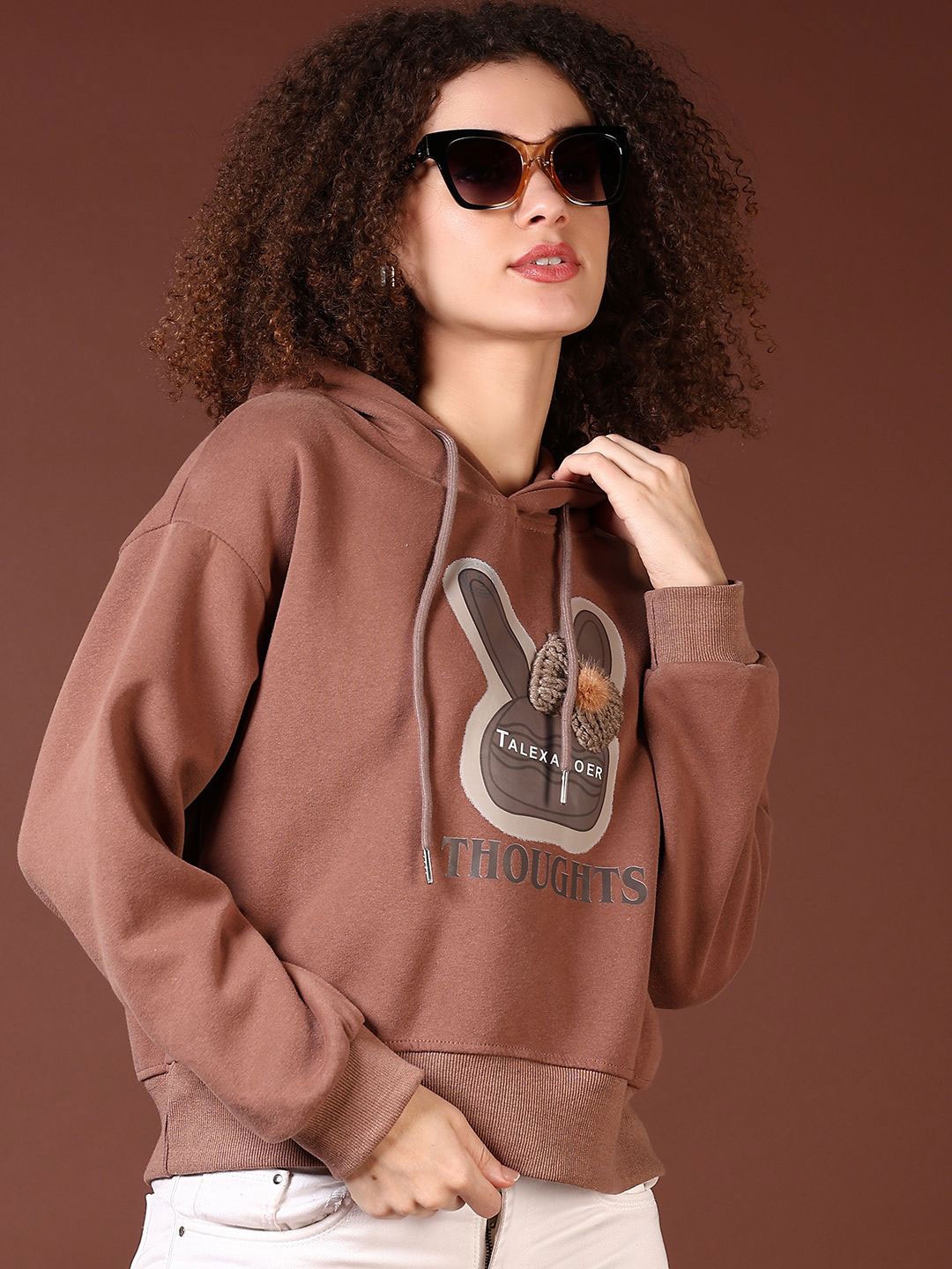 

V-Mart Women Hooded Sweatshirt, Brown