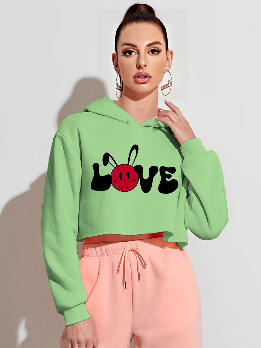 

Parona Women Printed Hooded Sweatshirt, Green