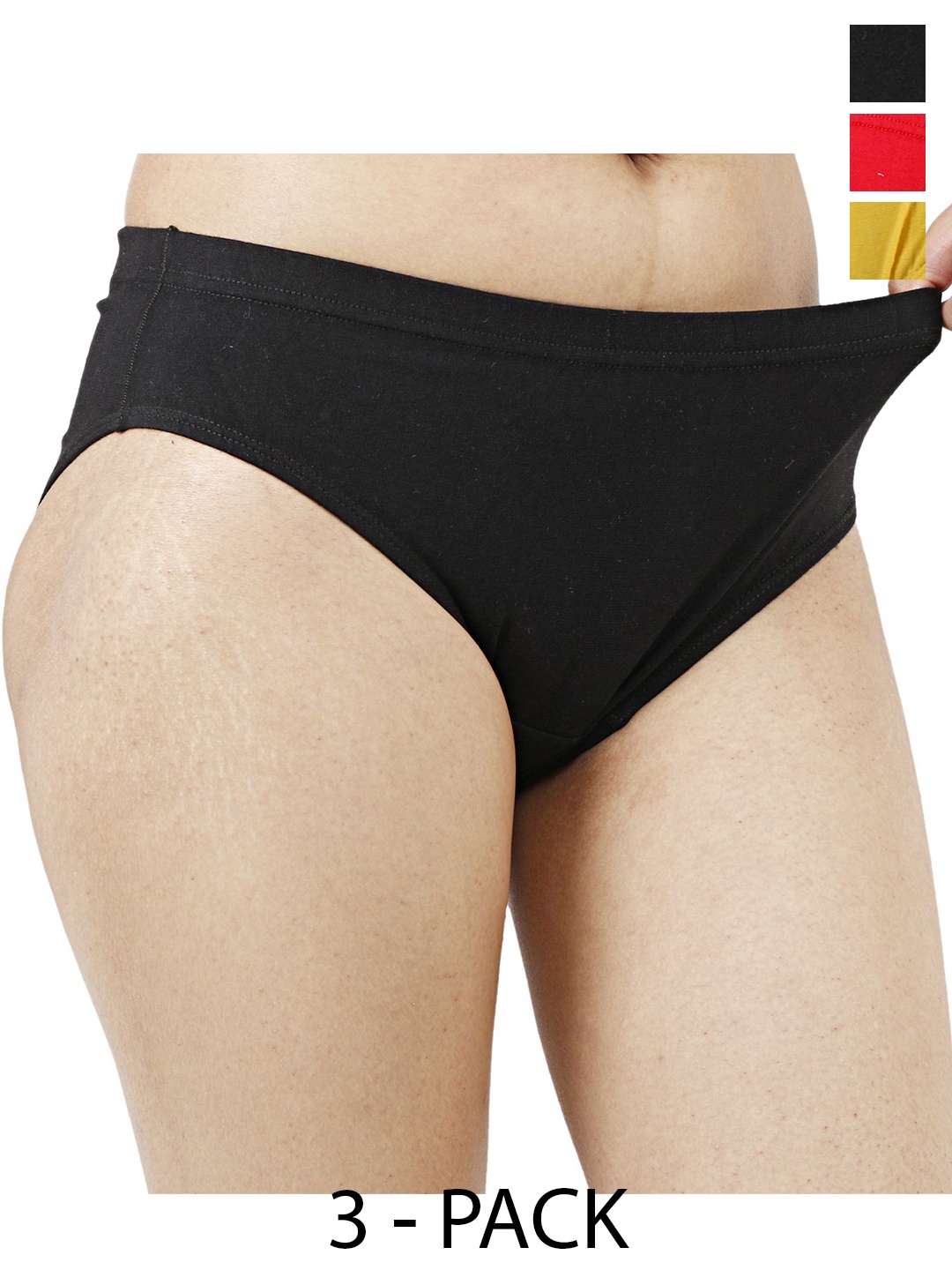 

Diving Deep Women Pack of 3 Cotton Hipster Briefs, Black