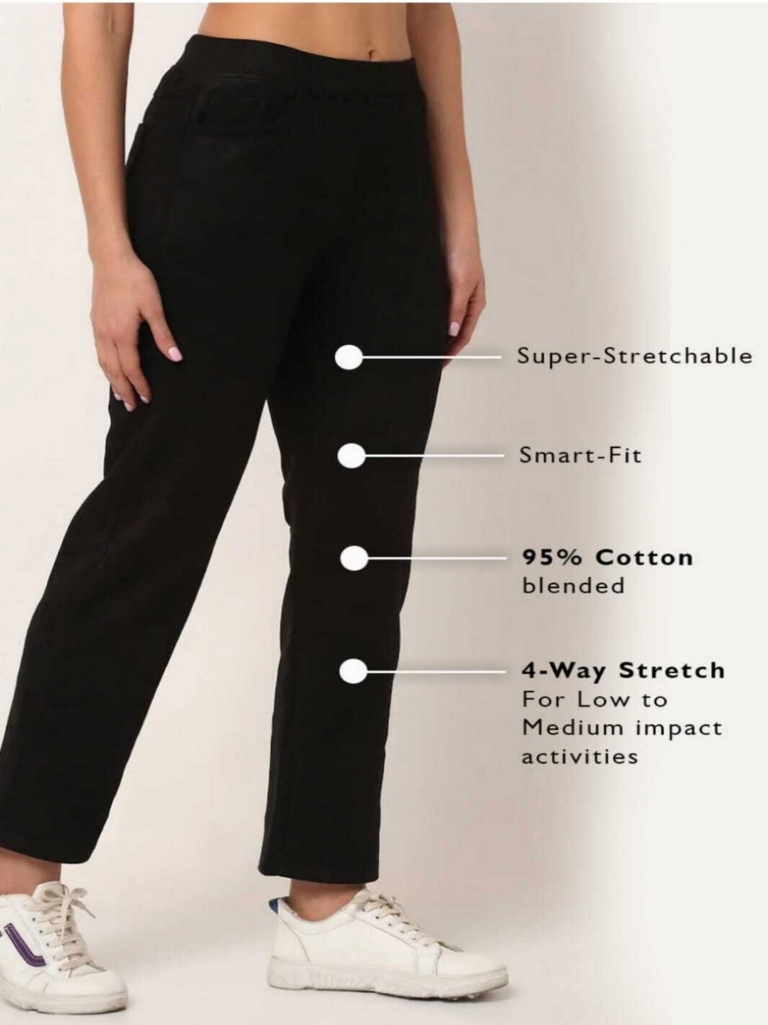 

Next One Women Smart Straight Fit High-Rise Easy Wash Trousers, Black