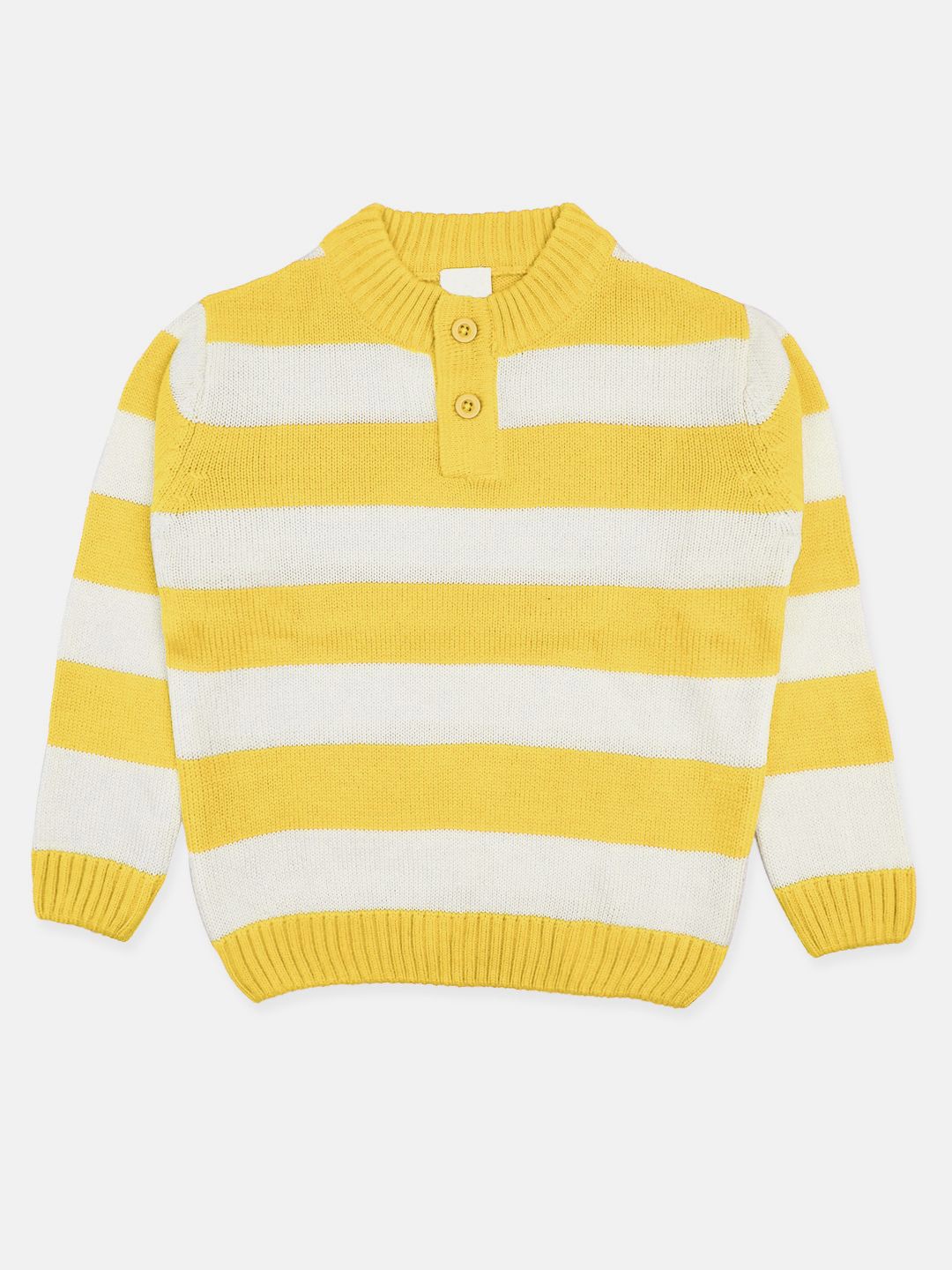 

CHKOKKO Boys Striped Woollen Pullover, Yellow