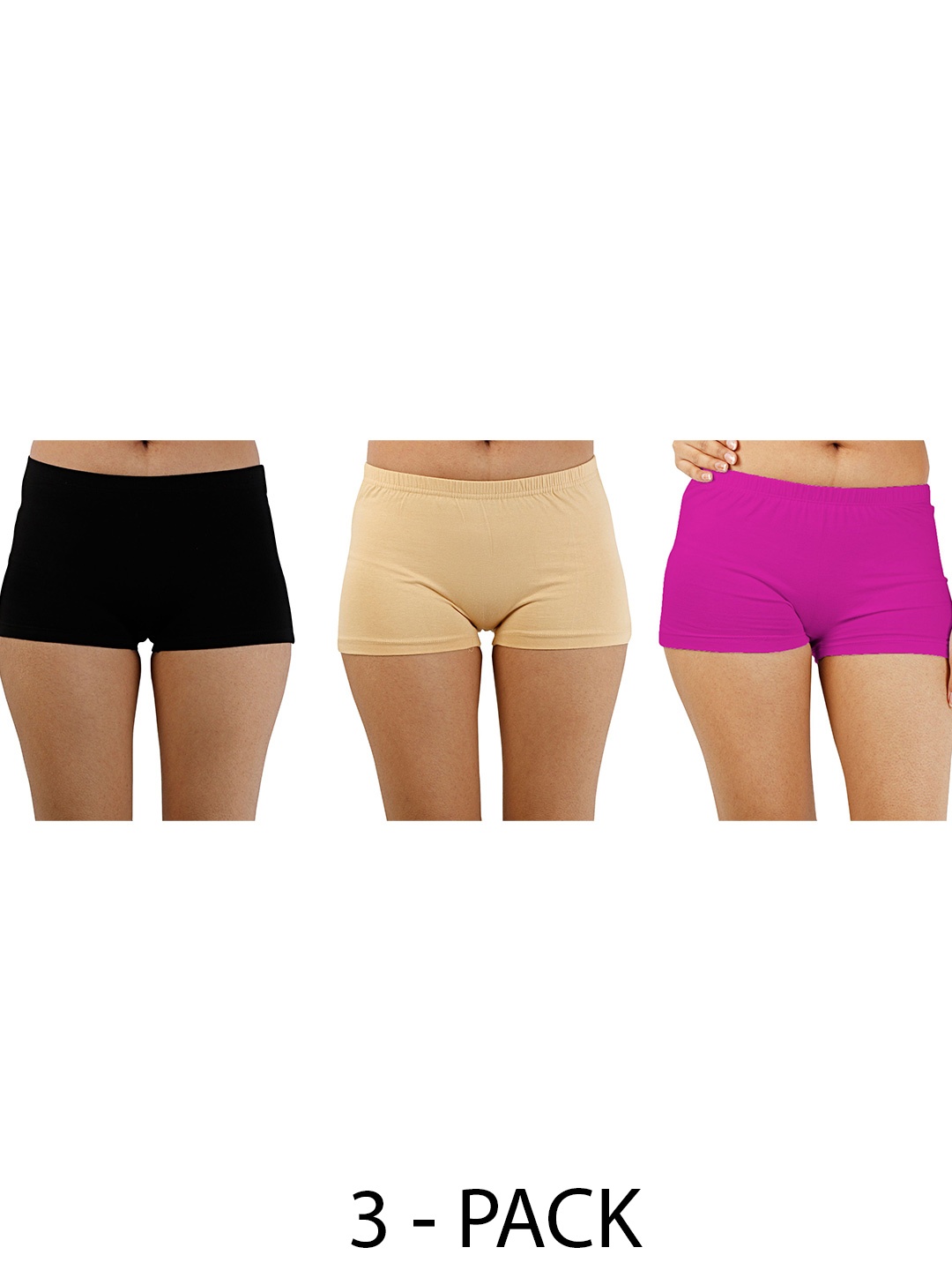 

Diving Deep Women Pack of 3 Mid-Rise Boy Shorts Briefs, Beige
