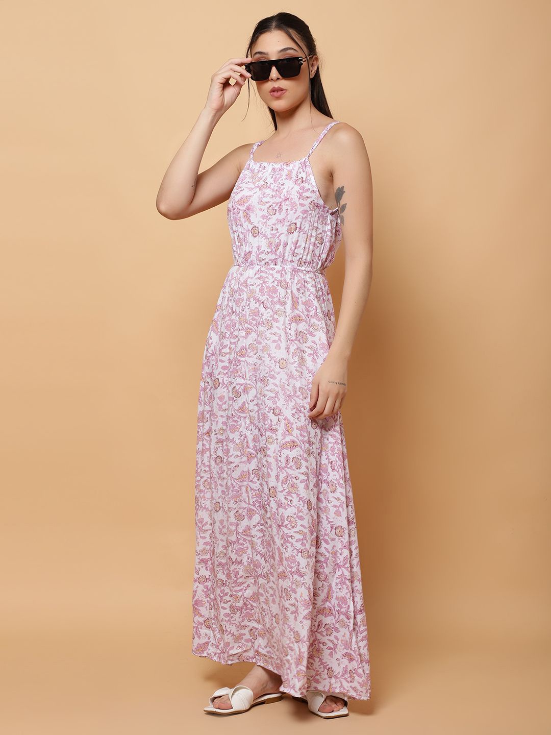 

ROSEMELON Floral Print Crepe Maxi Dress, Pink