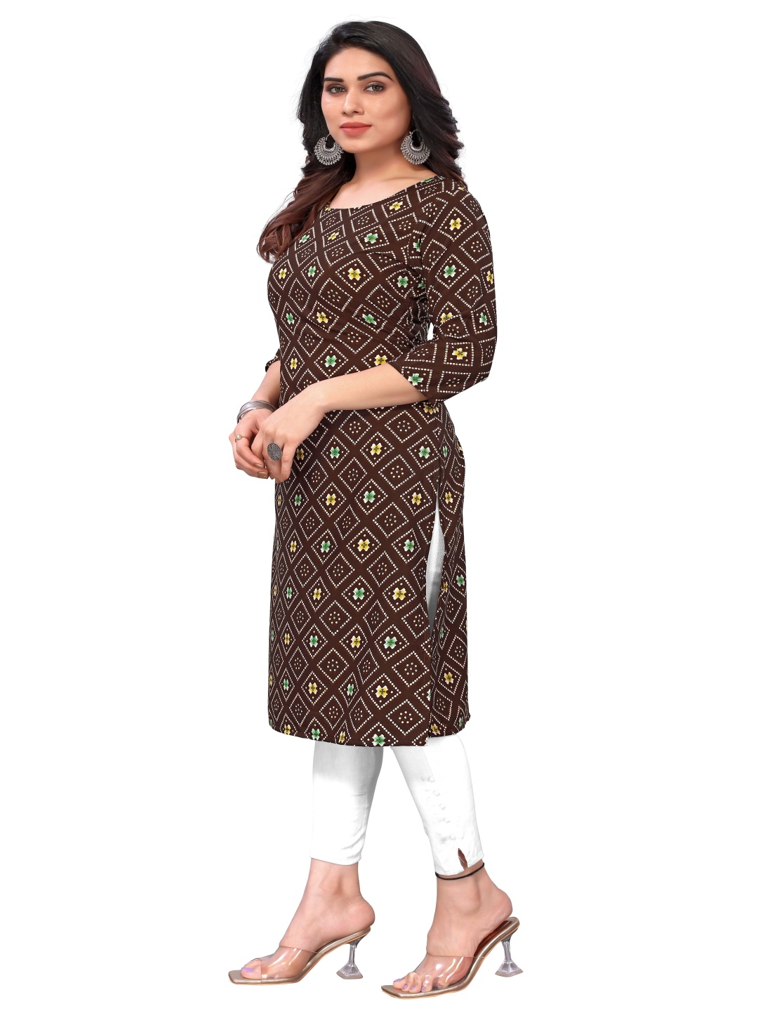 

KETAKI FASHION Selection of 2 Geometric Printed Straight Kurtas, Brown