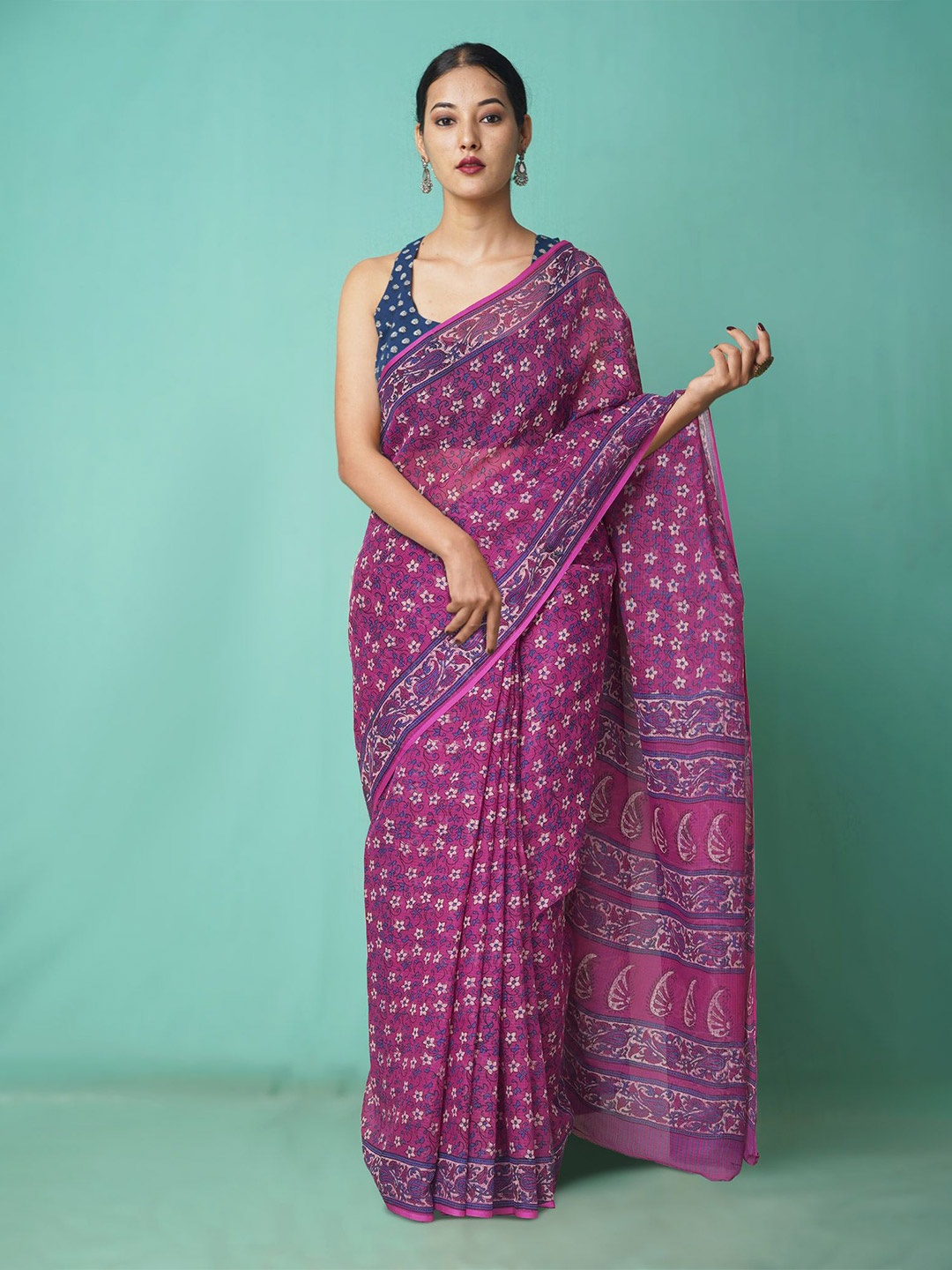 

Unnati Silks Floral Net Handloom Kota Saree, Pink