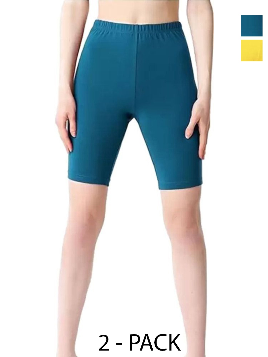 

Diving Deep Women Pack of 2 Cotton Shorts, Teal