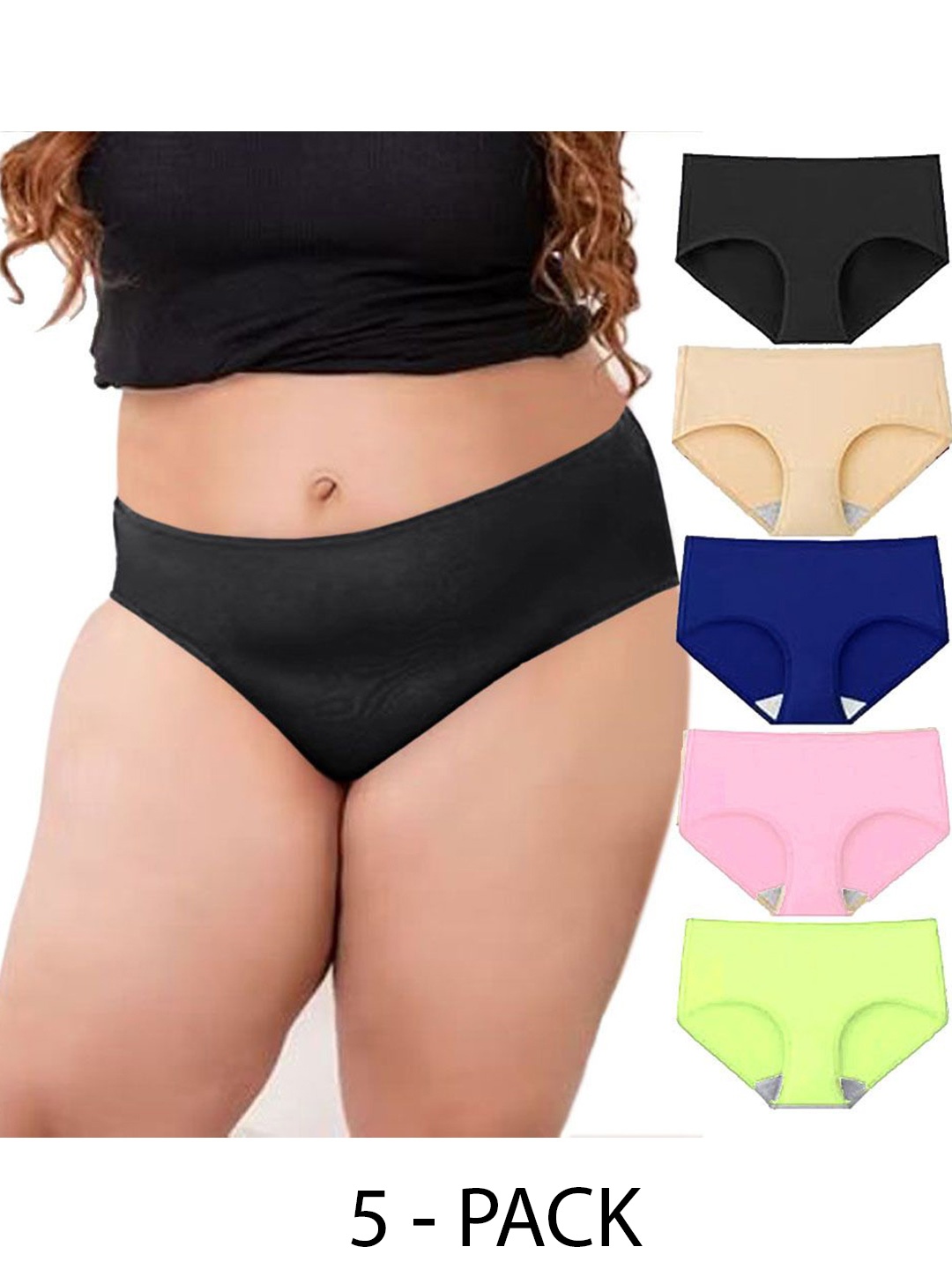

Diving Deep Women Pack of 5 Cotton Assorted Plus Size Hipster Briefs