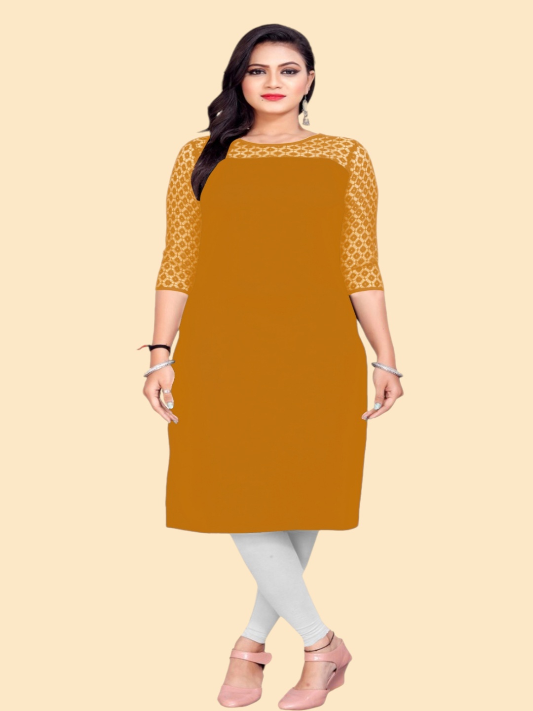 

Dream Beauty Fashion Pure Crepe Kurti, Yellow