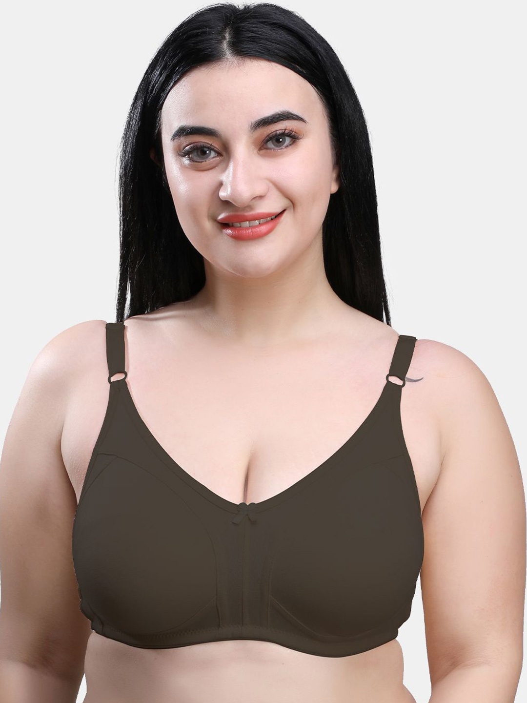 

SKDREAMS Women Cotton Full Coverage Non Padded Bra, Coffee brown