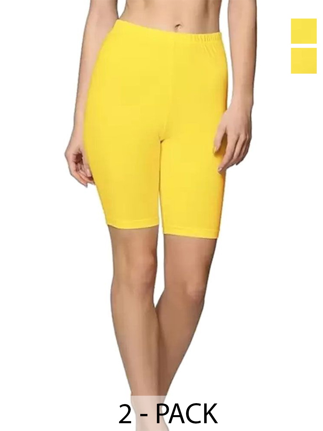 

Diving Deep Women Pack of 2 Cotton Boy Shorts Briefs, Yellow