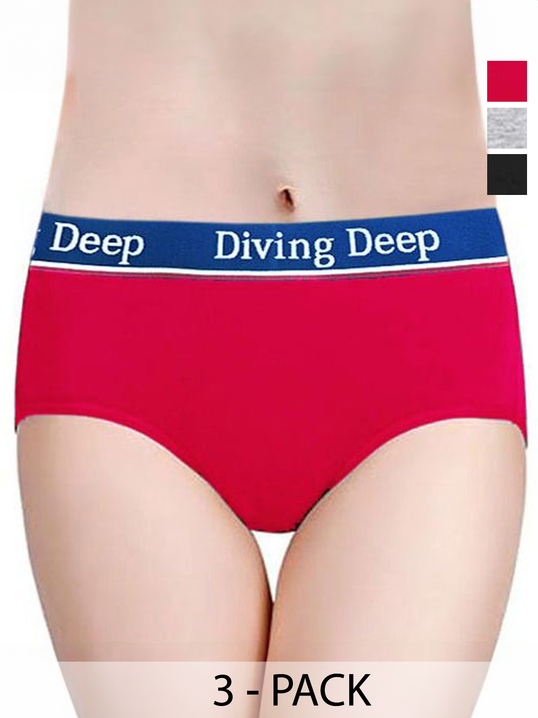 

Diving Deep Pack of 3 Cotton Hipster Briefs, Red