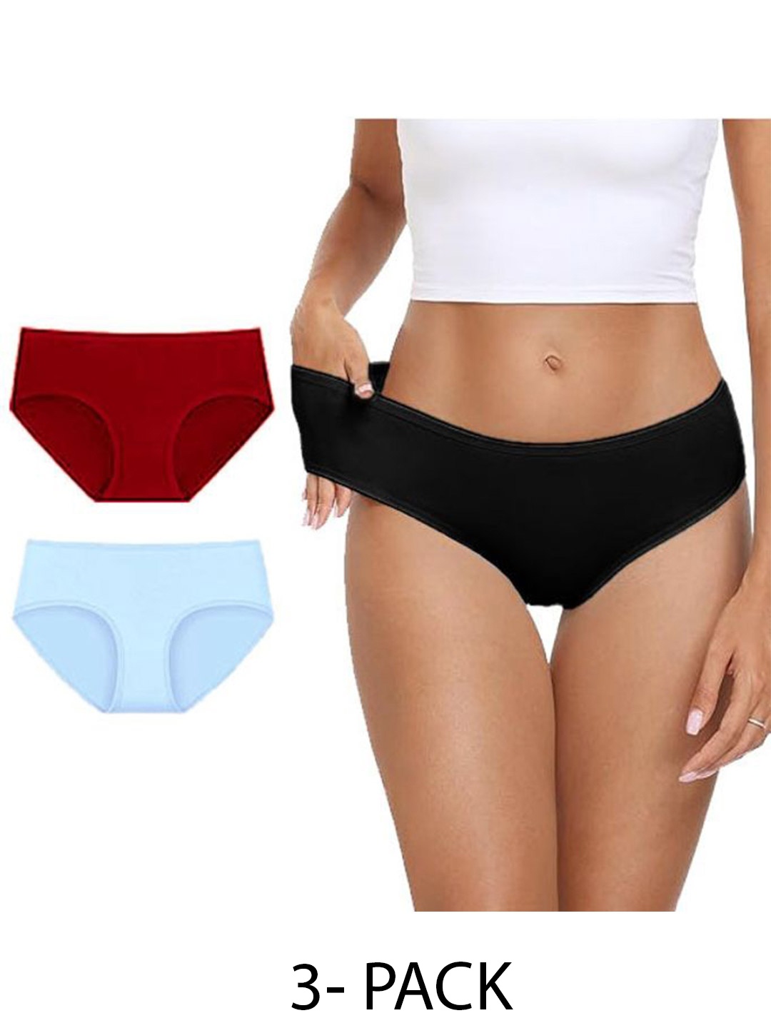 

Diving Deep Women Pack of 3 Cotton Assorted Hipster Briefs