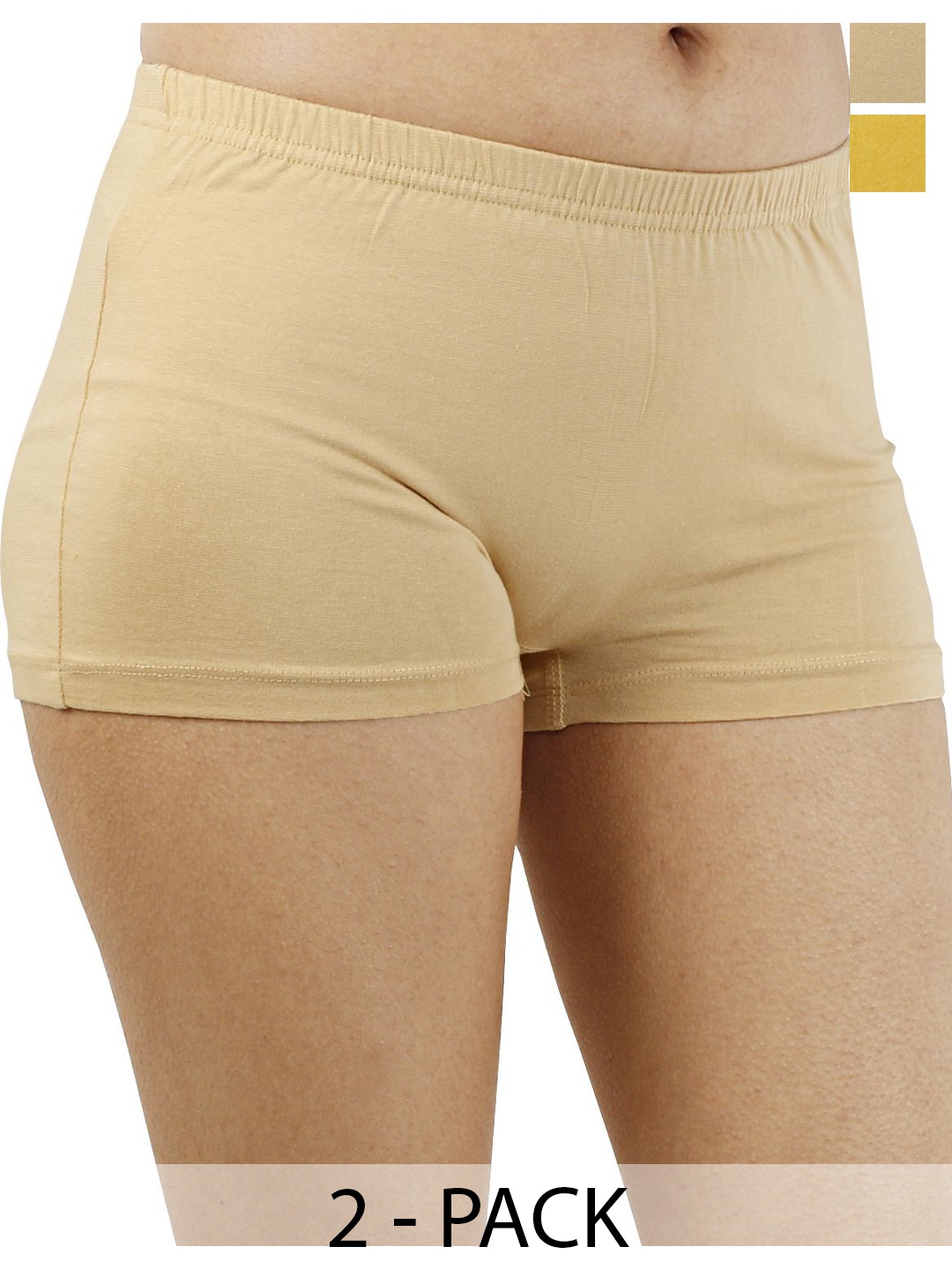 

Diving Deep Women Plus Size Pack of 2 Cotton Boy Shorts Briefs, Beige