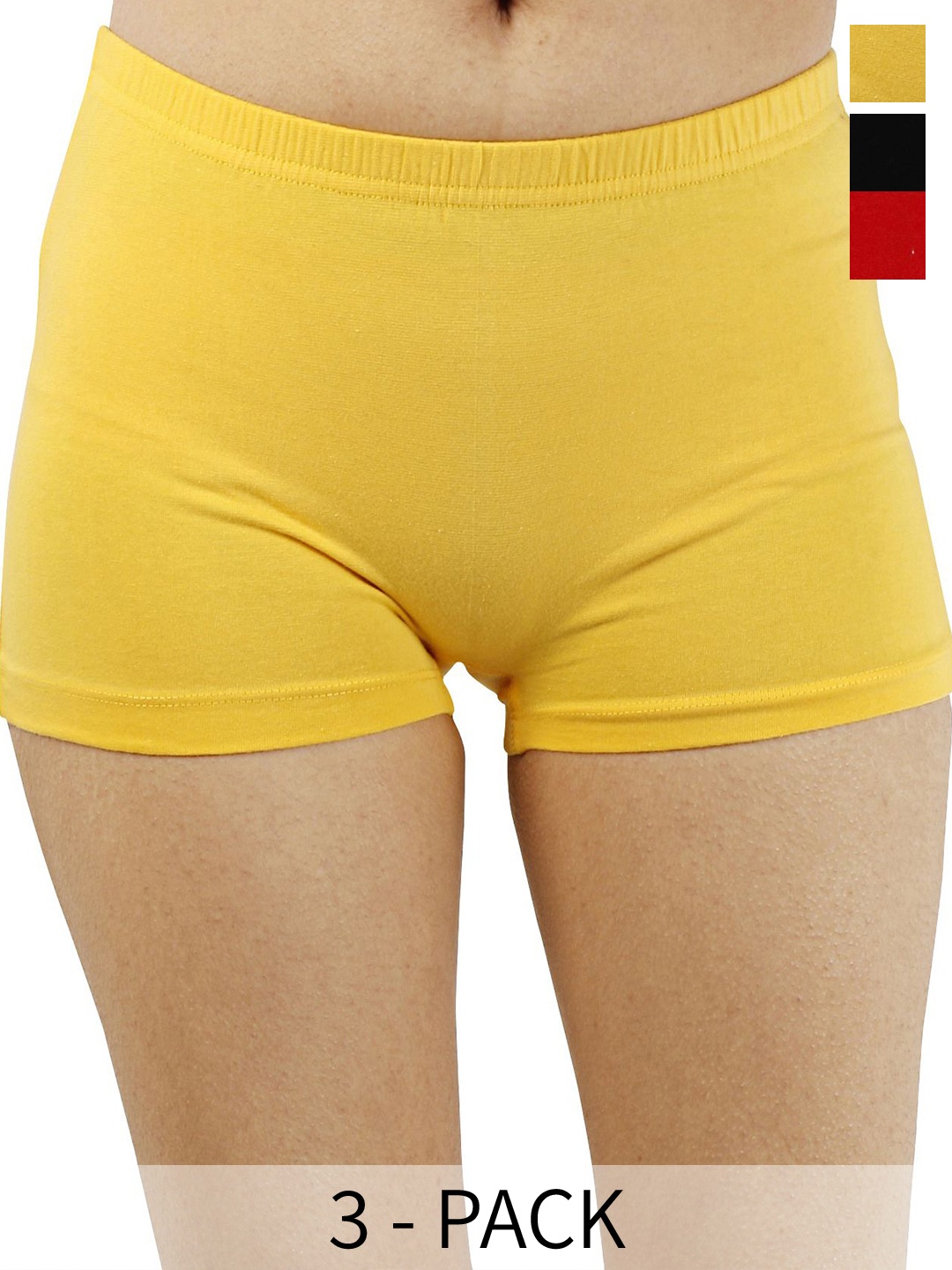 

Diving Deep Women Pack of 3 Cotton Boy Shorts Briefs, Assorted