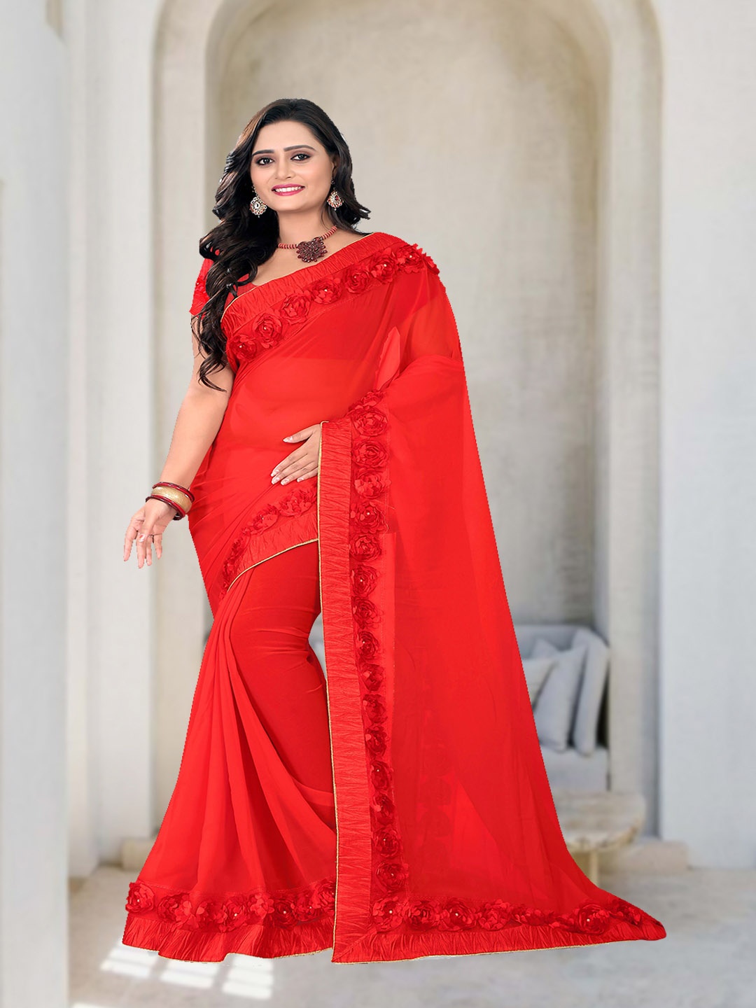 

KALINI Red festival Saree