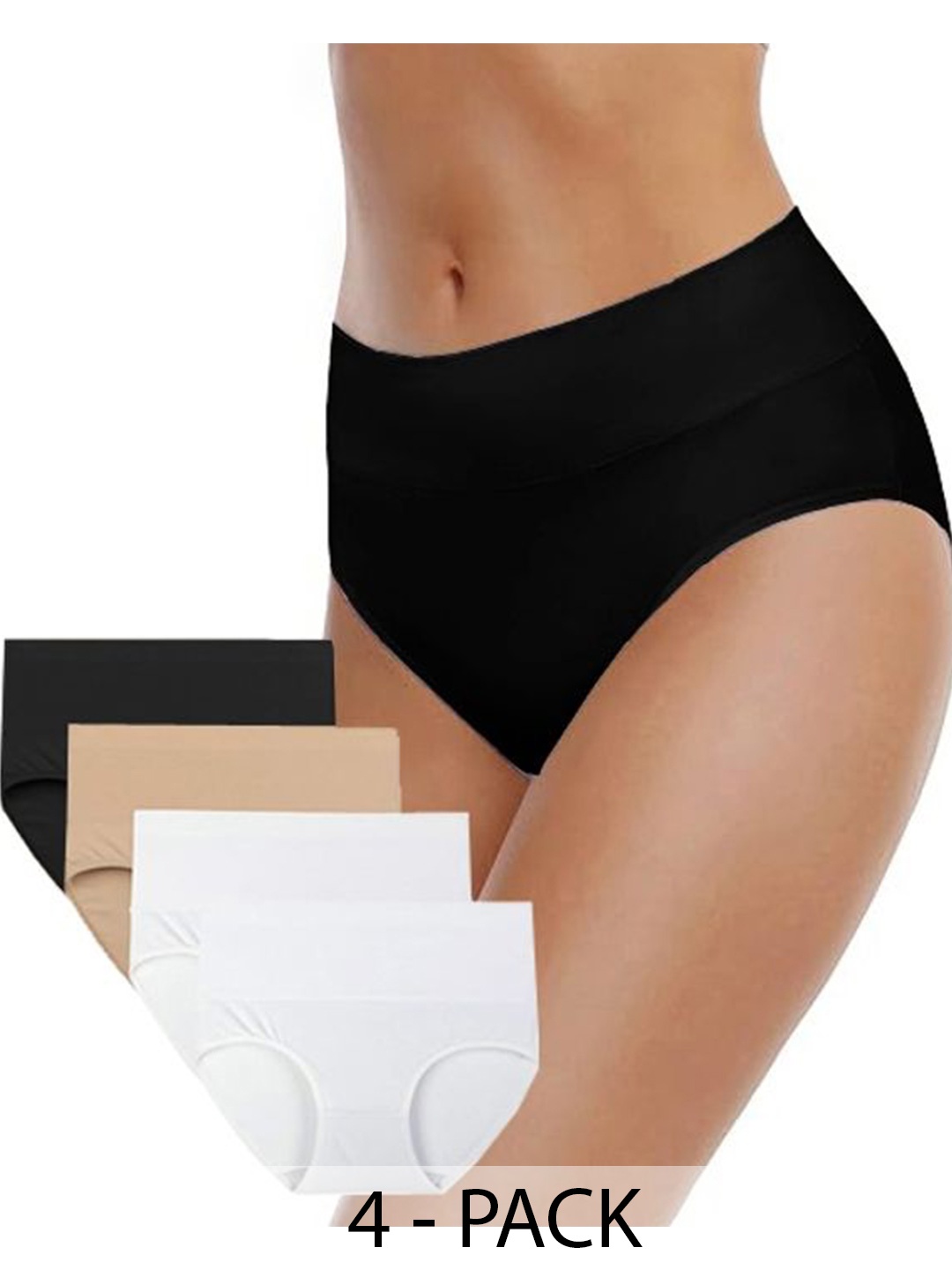 

Diving Deep Women Pack of 4 Cotton Hipster Briefs, Black