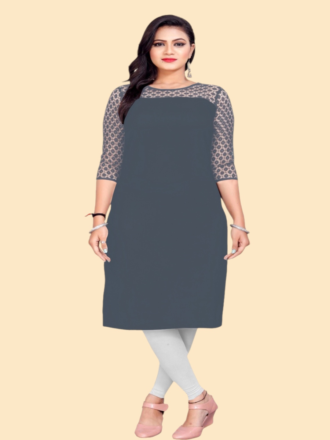 

Dream Beauty Fashion Pure Crepe Kurti, Grey