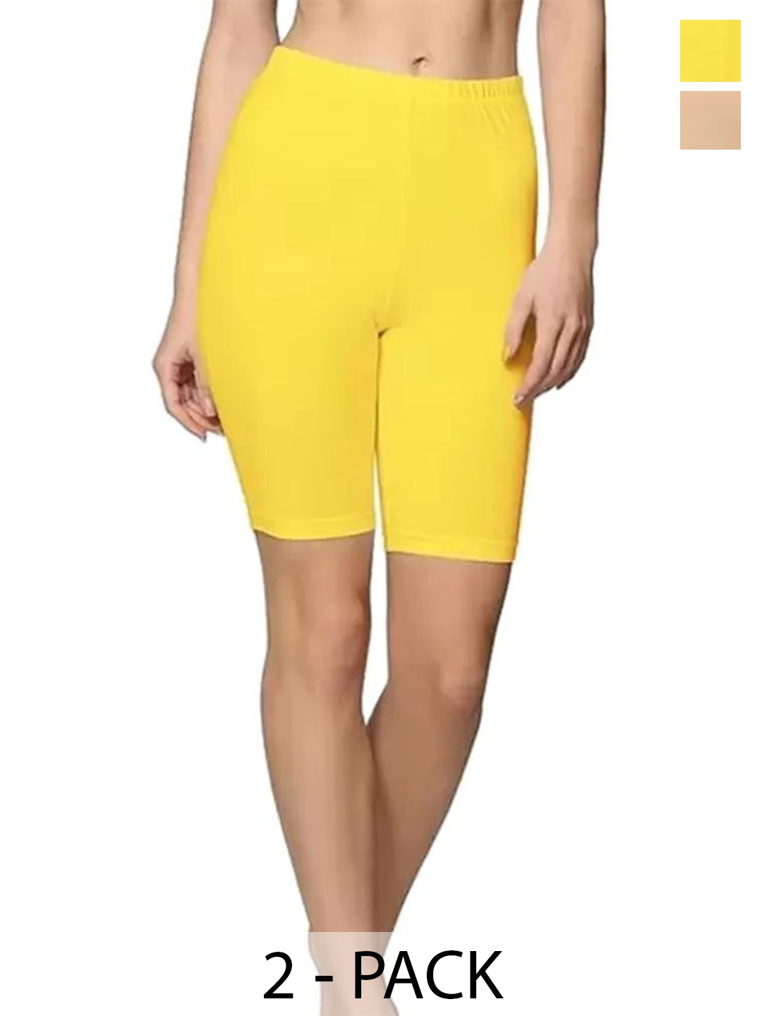 

Diving Deep Women Pack of 2 Cotton Mid-Rise Boy Shorts Briefs, Yellow