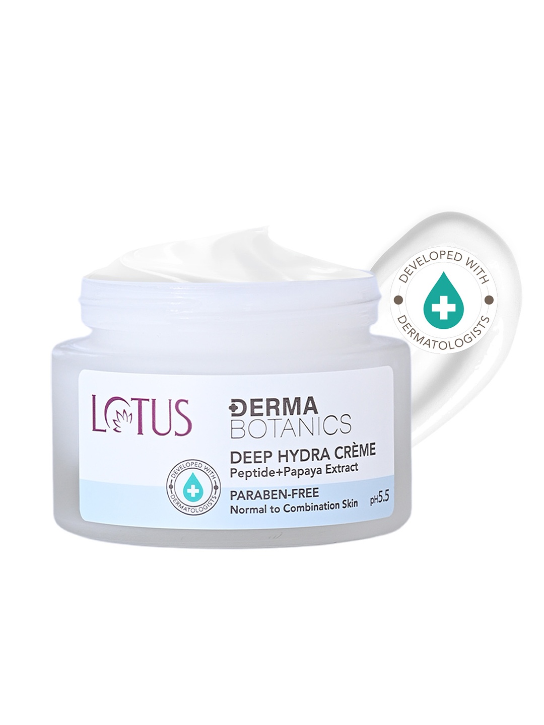 

Lotus Herbals DermaBotanics Peptide+ Papaya Extract Deep Hydra Cream - Boosts Collagen-50g, White