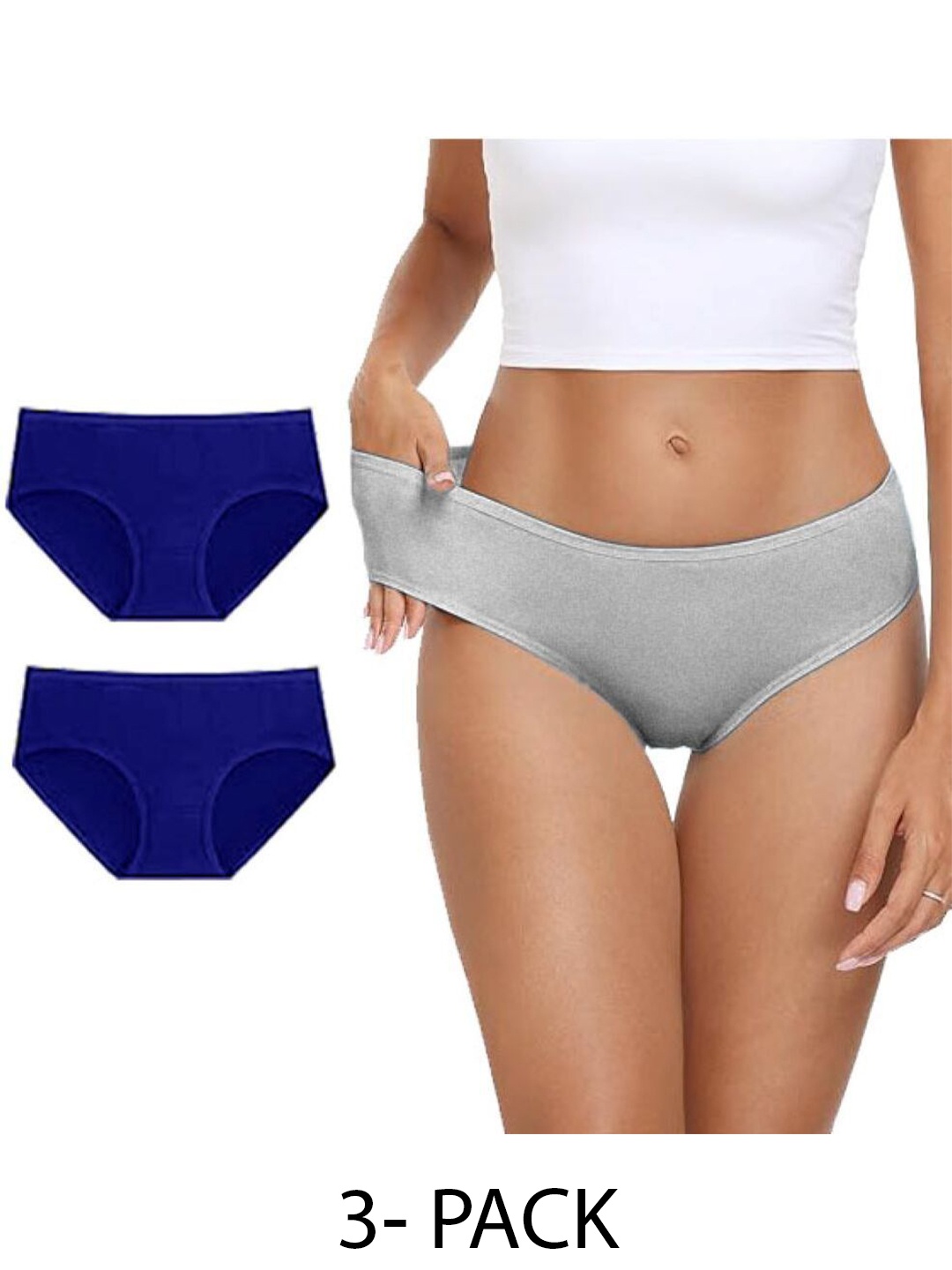 

Diving Deep Women Pack of 3 Cotton Low Rise Hipster Briefs, Grey