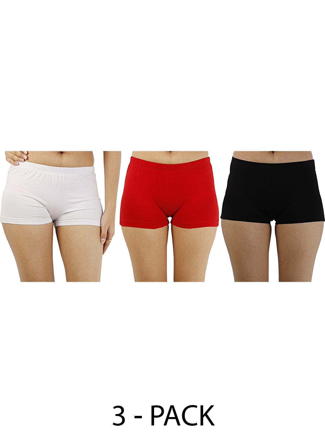 

Diving Deep Women Pack of 3 Cotton Boy Shorts Briefs, Black