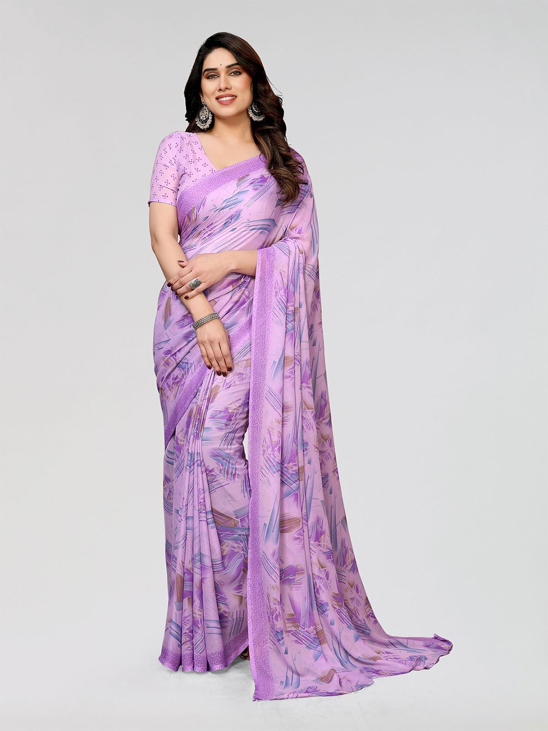 

ANAND SAREES Poly Georgette Saree, Purple