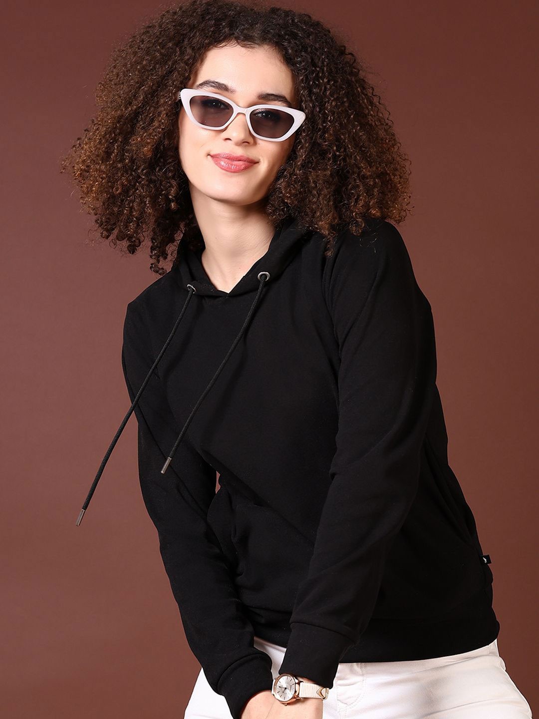 

V-Mart Women Hooded Sweatshirt, Black
