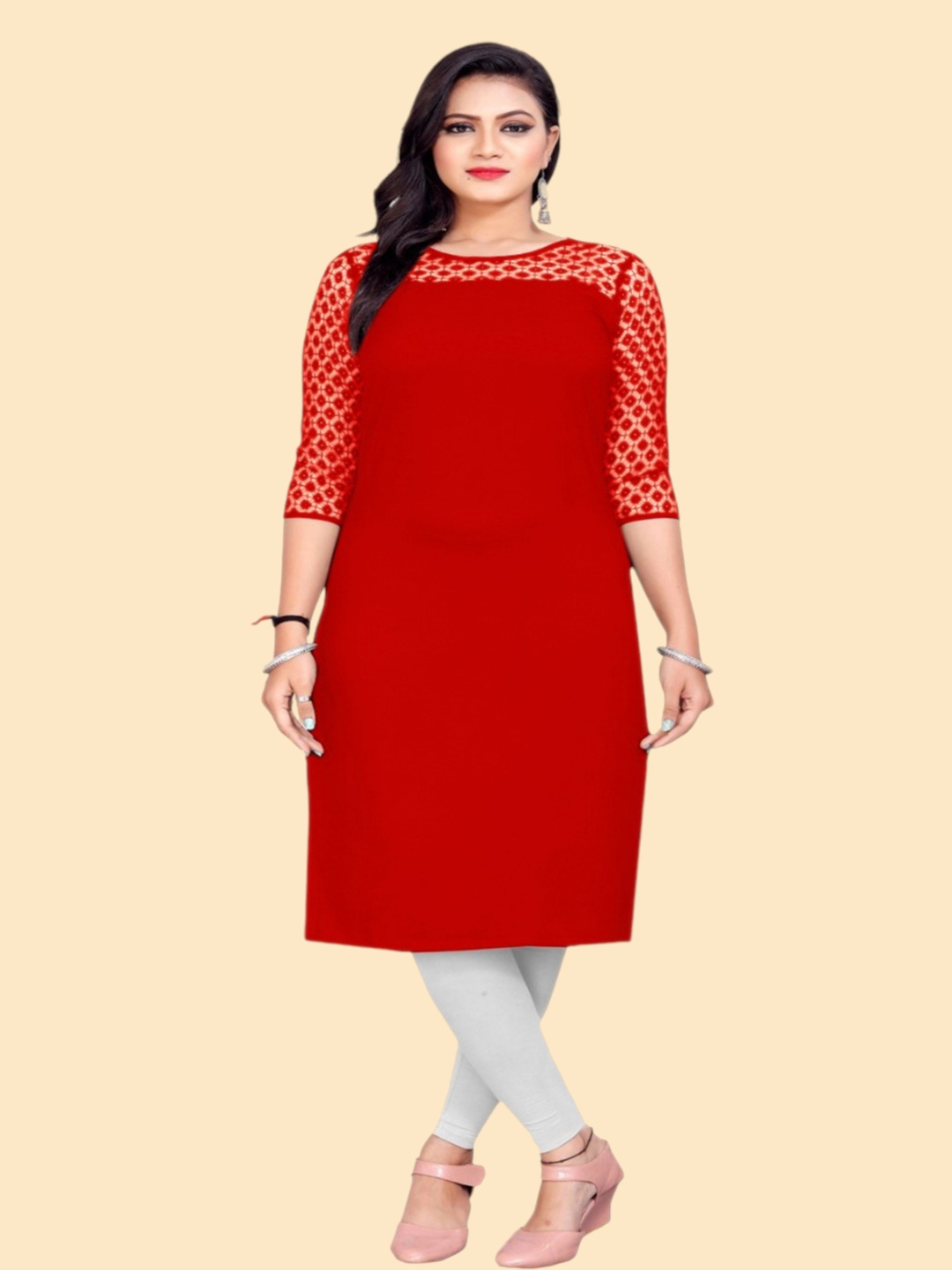 

Dream Beauty Fashion Pure Crepe Kurti, Red
