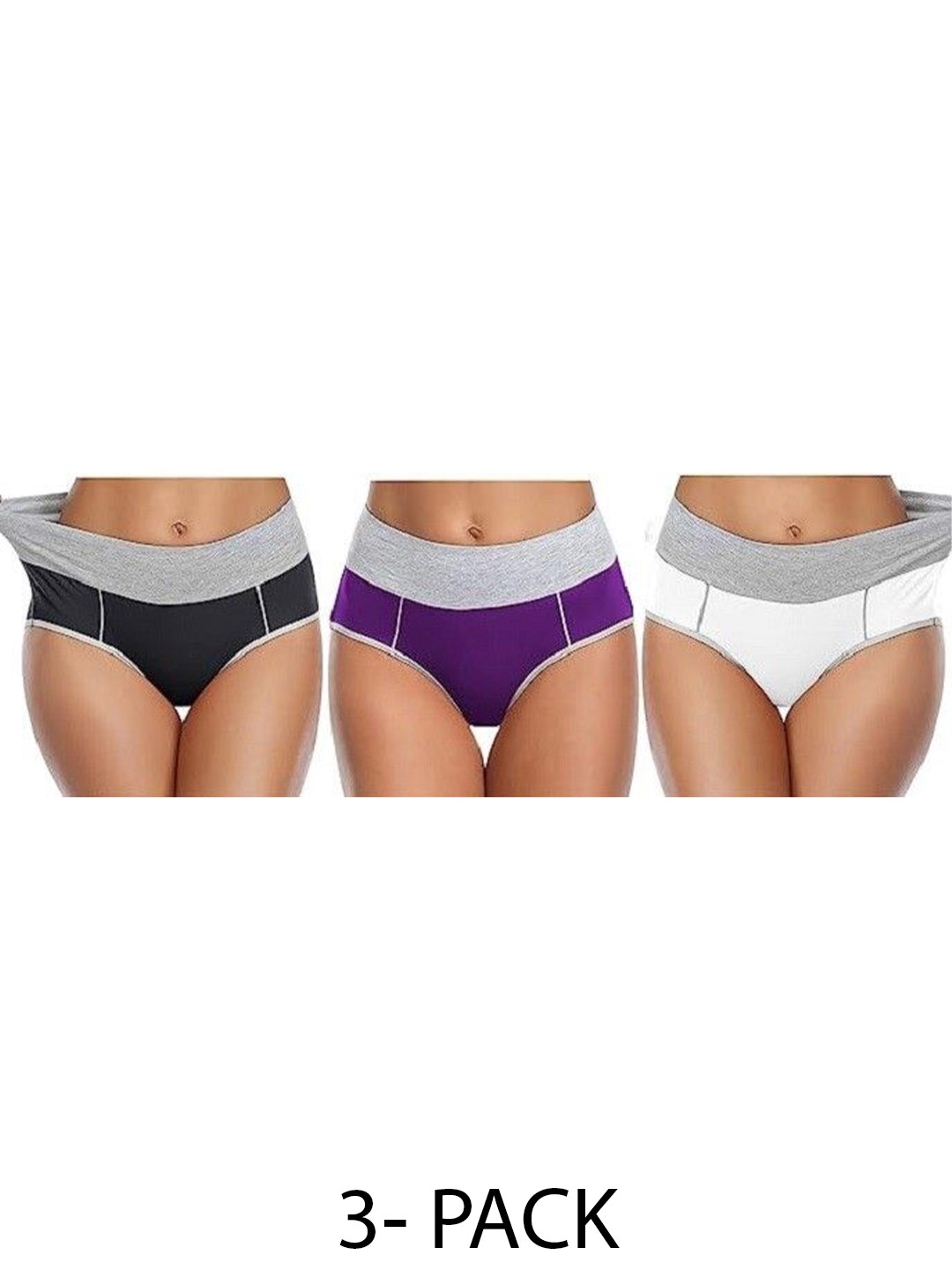 

Diving Deep Women Plus Size Pack of 3 Cotton Hipster Briefs, Assorted