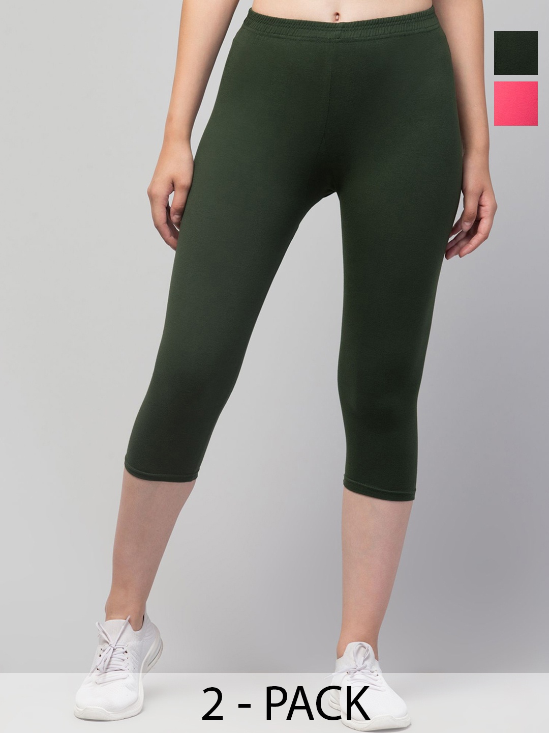 

ULLAS Women Skinny Fit Capris, Olive