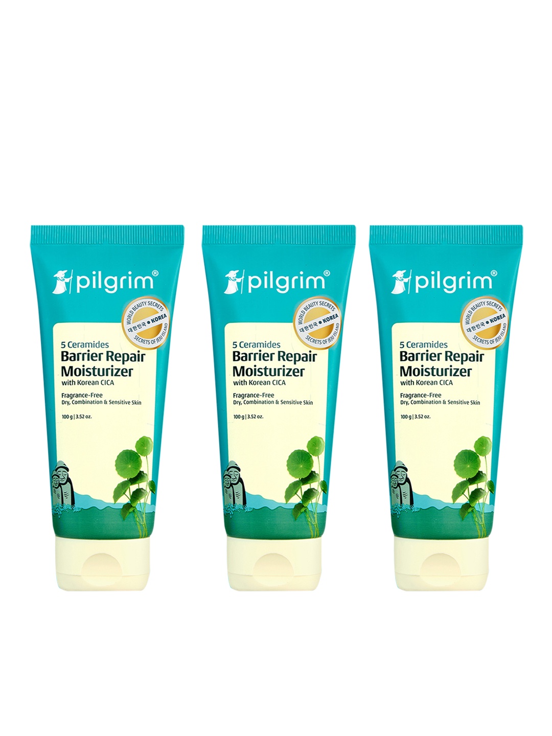 

Pilgrim 3-Pcs 5 Ceramides Barrier Repair Moisturizer with Koeran CICA - 100 g each, Blue